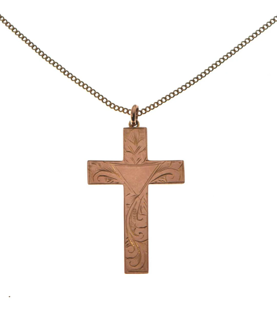 Early 20th century 9ct gold cross pendant necklace