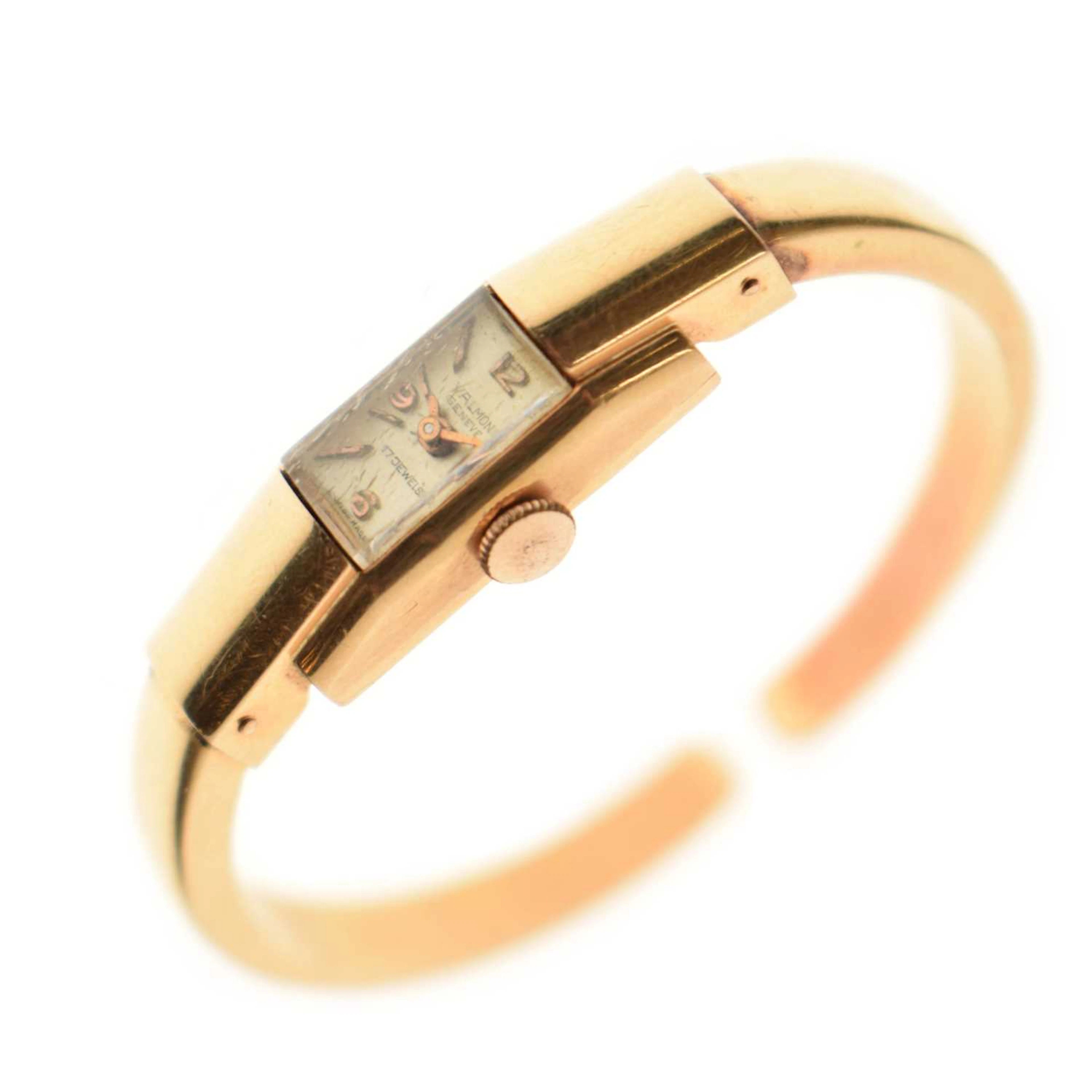 Valmon - Lady's vintage 18k yellow metal bracelet watch