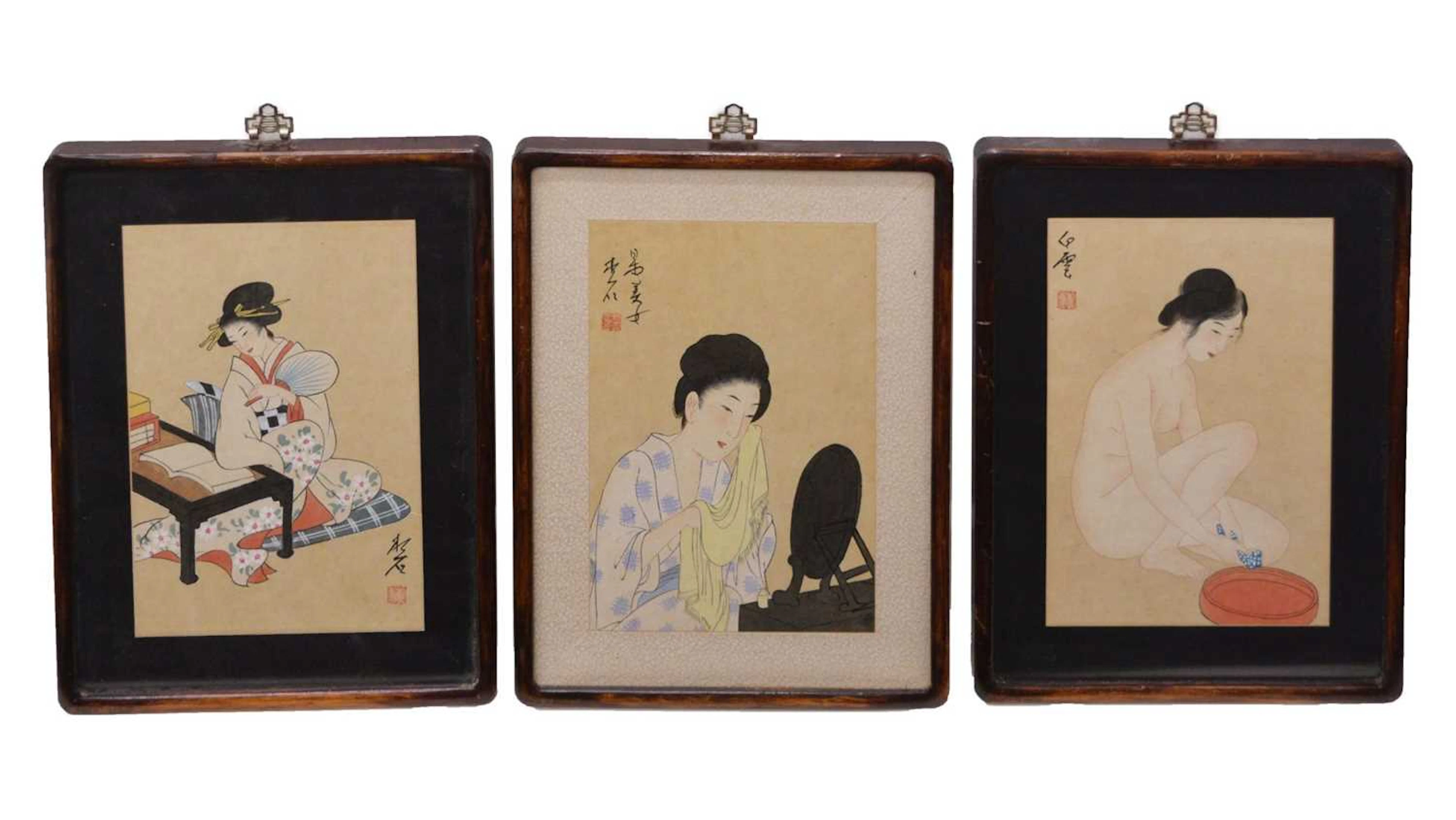 Three Japanese woodblock prints