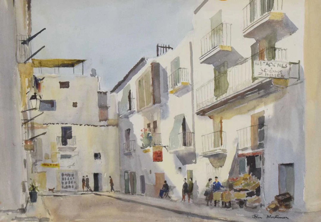 ARR John Mortimer (British, b.1933) - Watercolour - 'Ibiza, Christmas Eve'