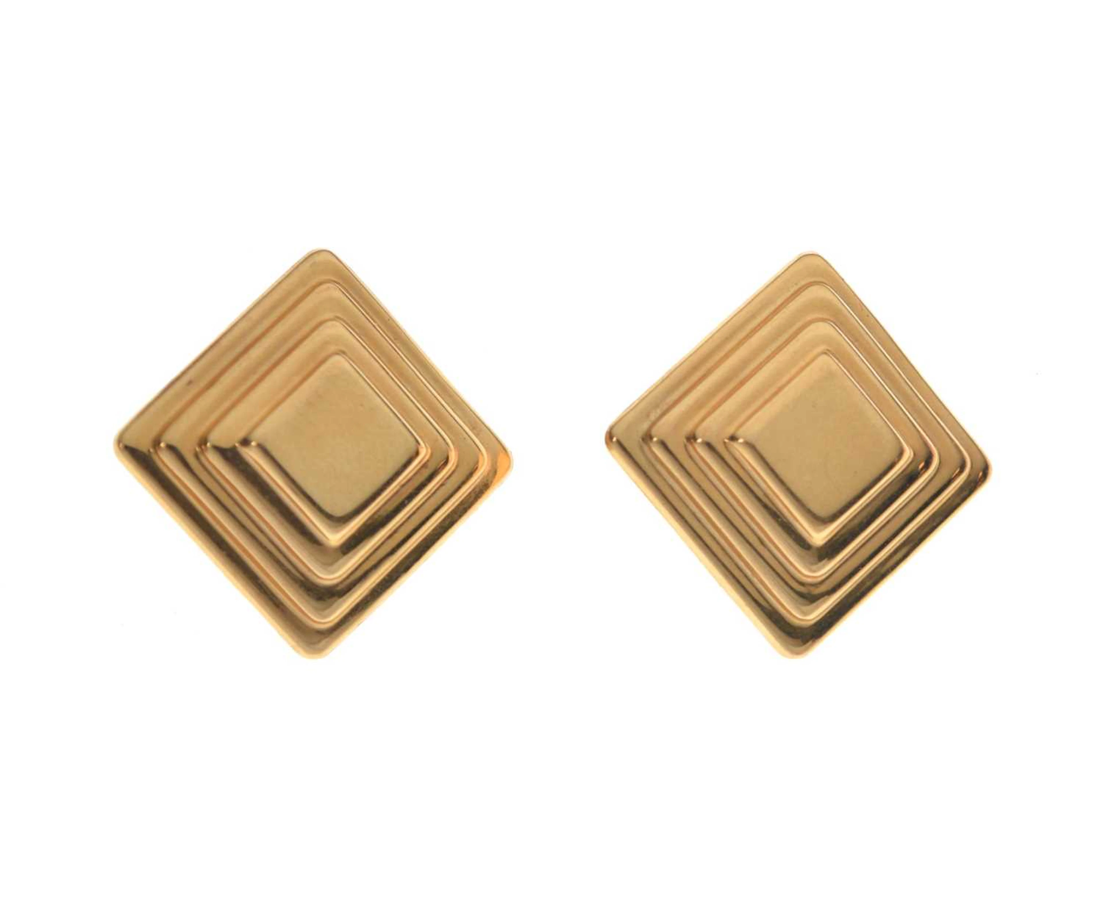 Pair of 18ct gold square ear studs