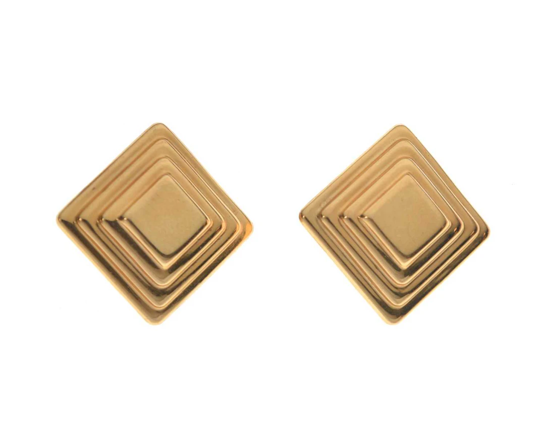 Pair of 18ct gold square ear studs