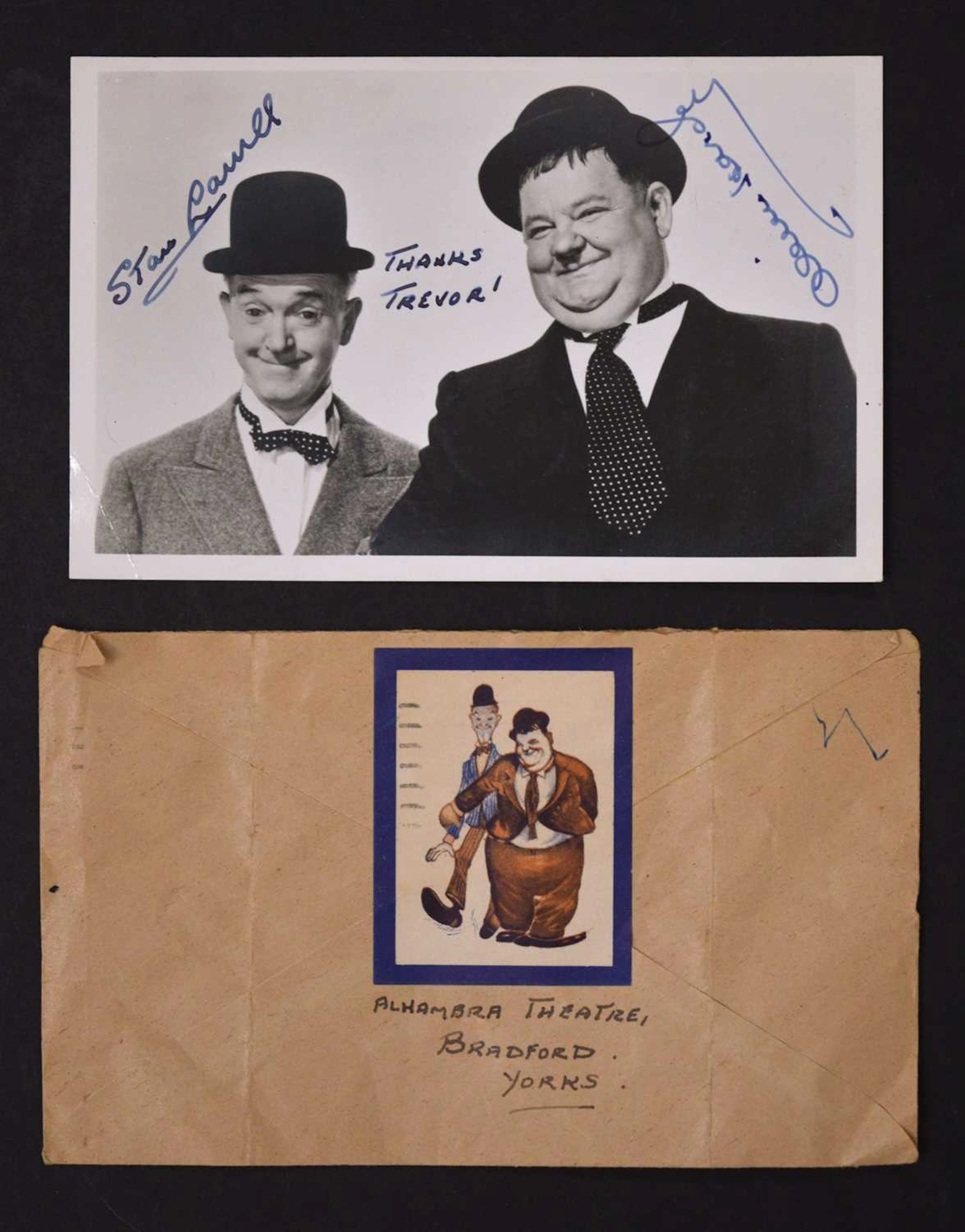 Album of approximately 46 portrait photographs, including Laurel & Hardy, etc
