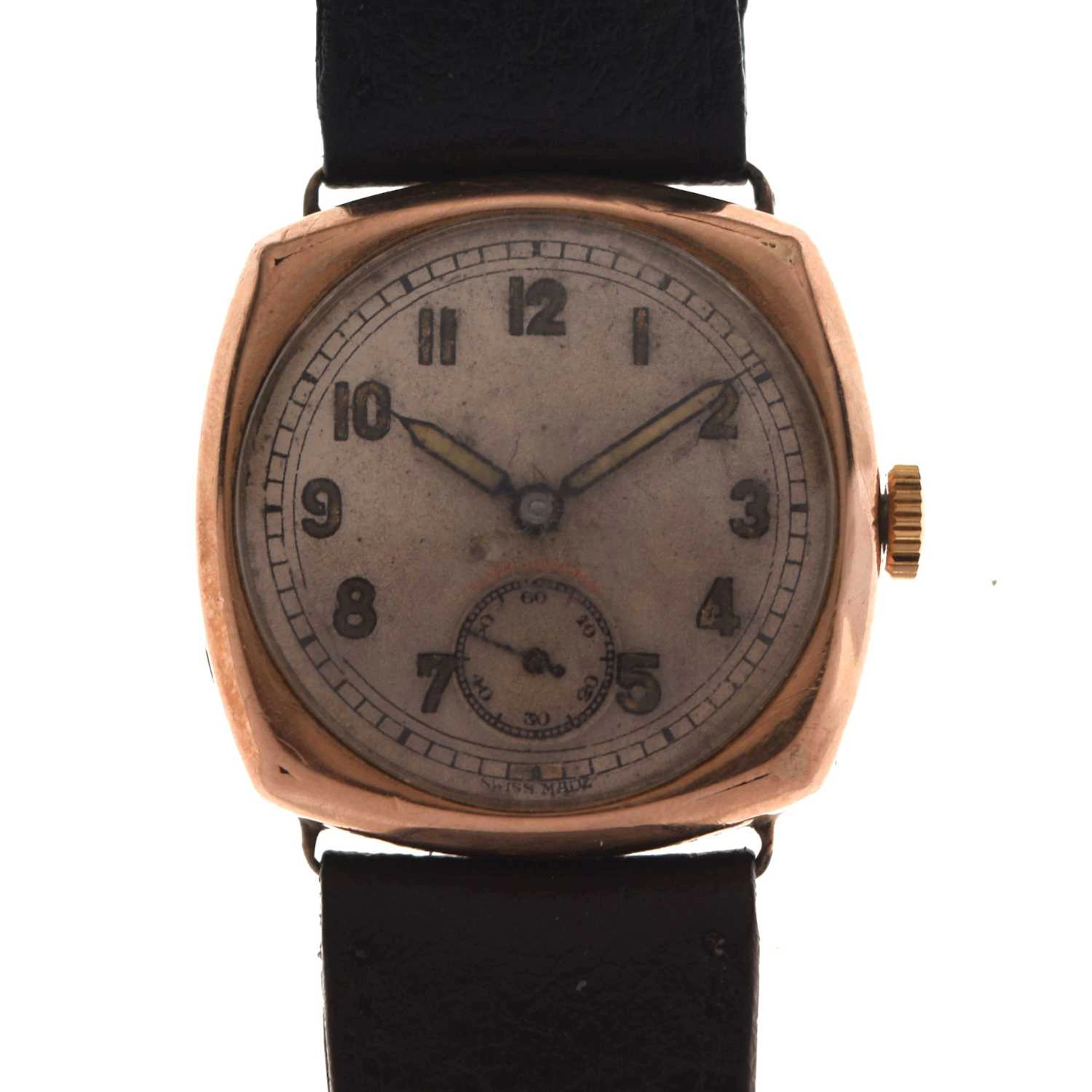 Second World War-period 9ct gold cased wristwatch