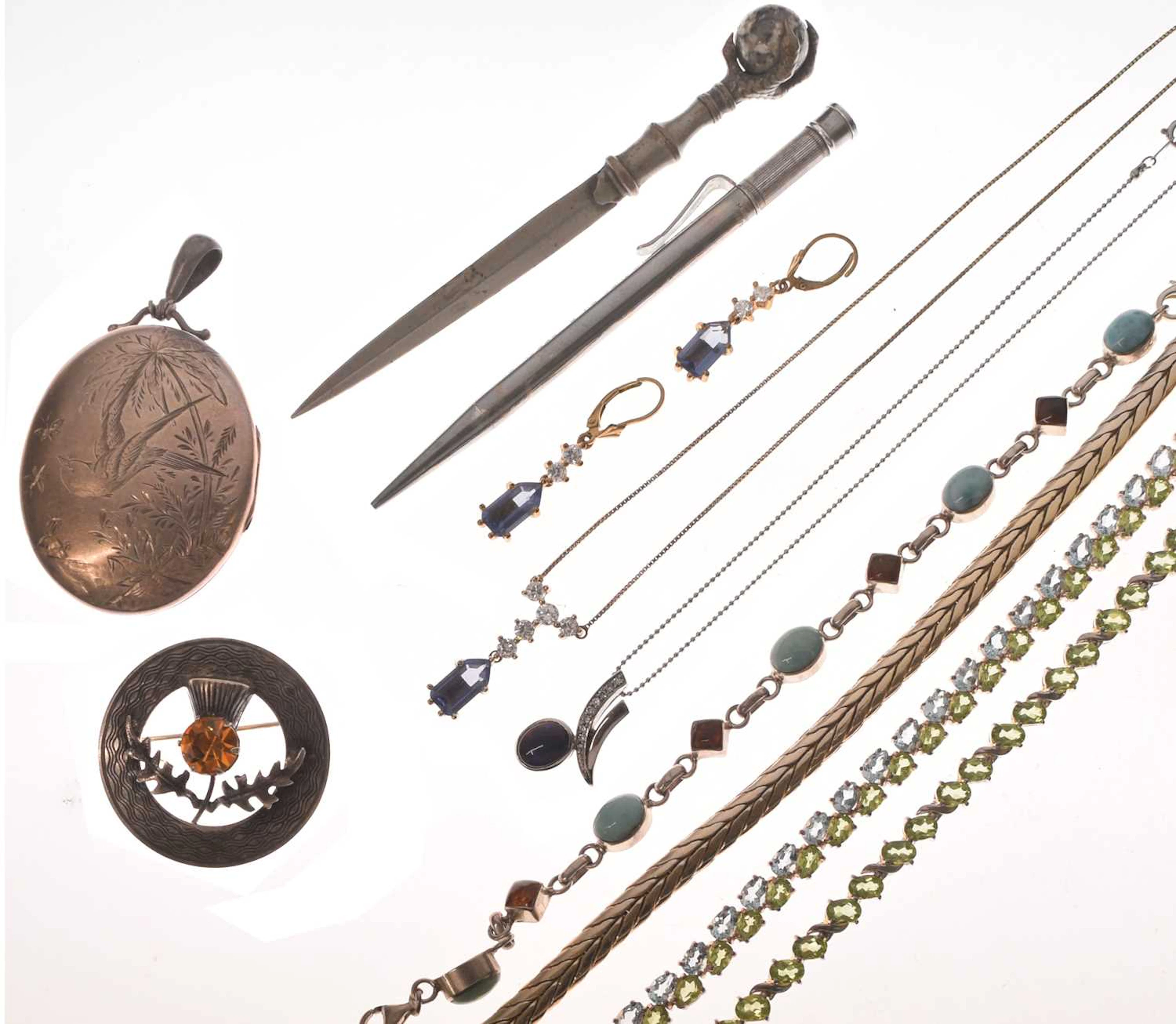Collection of silver jewellery, etc