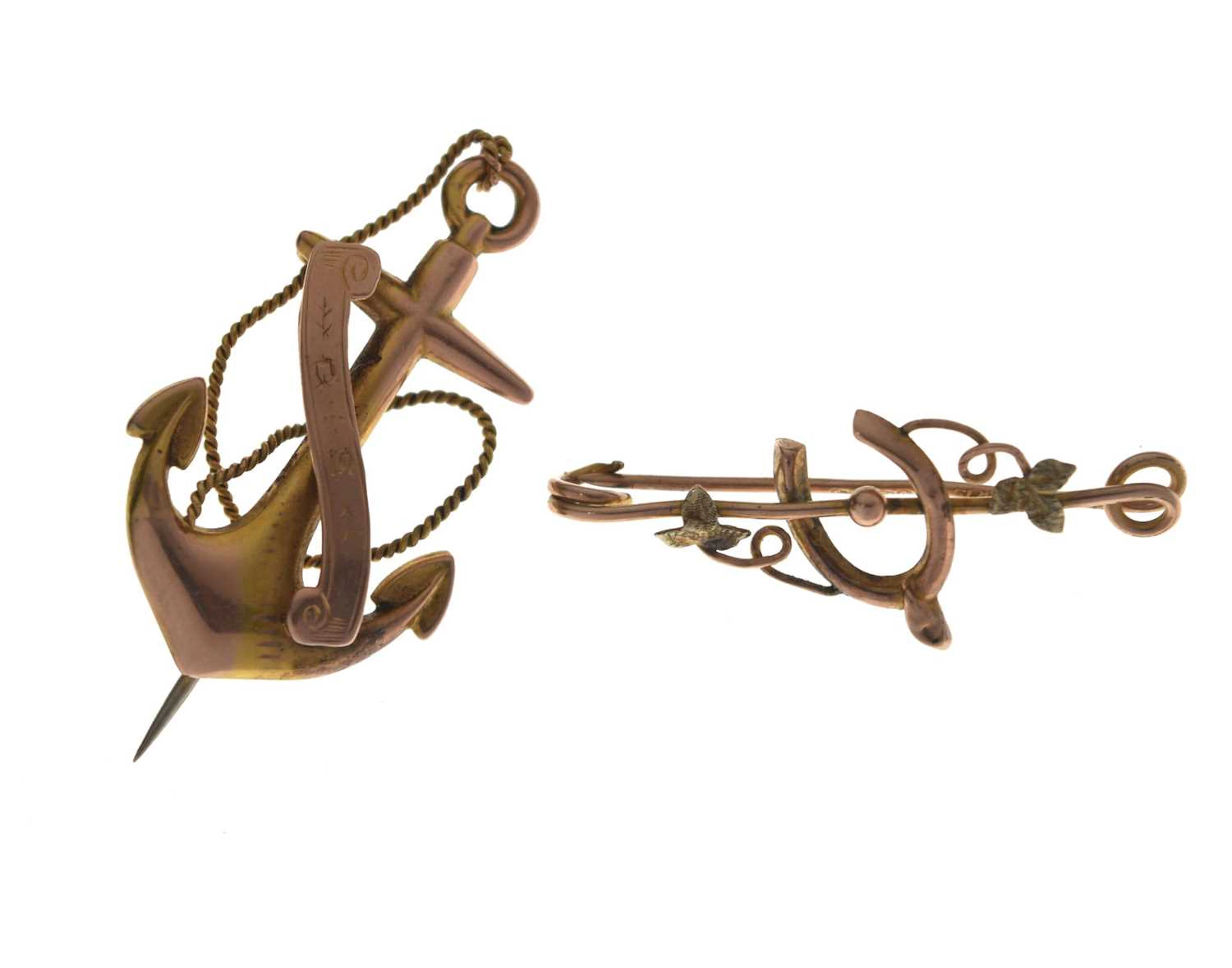 Two Victorian yellow metal brooches
