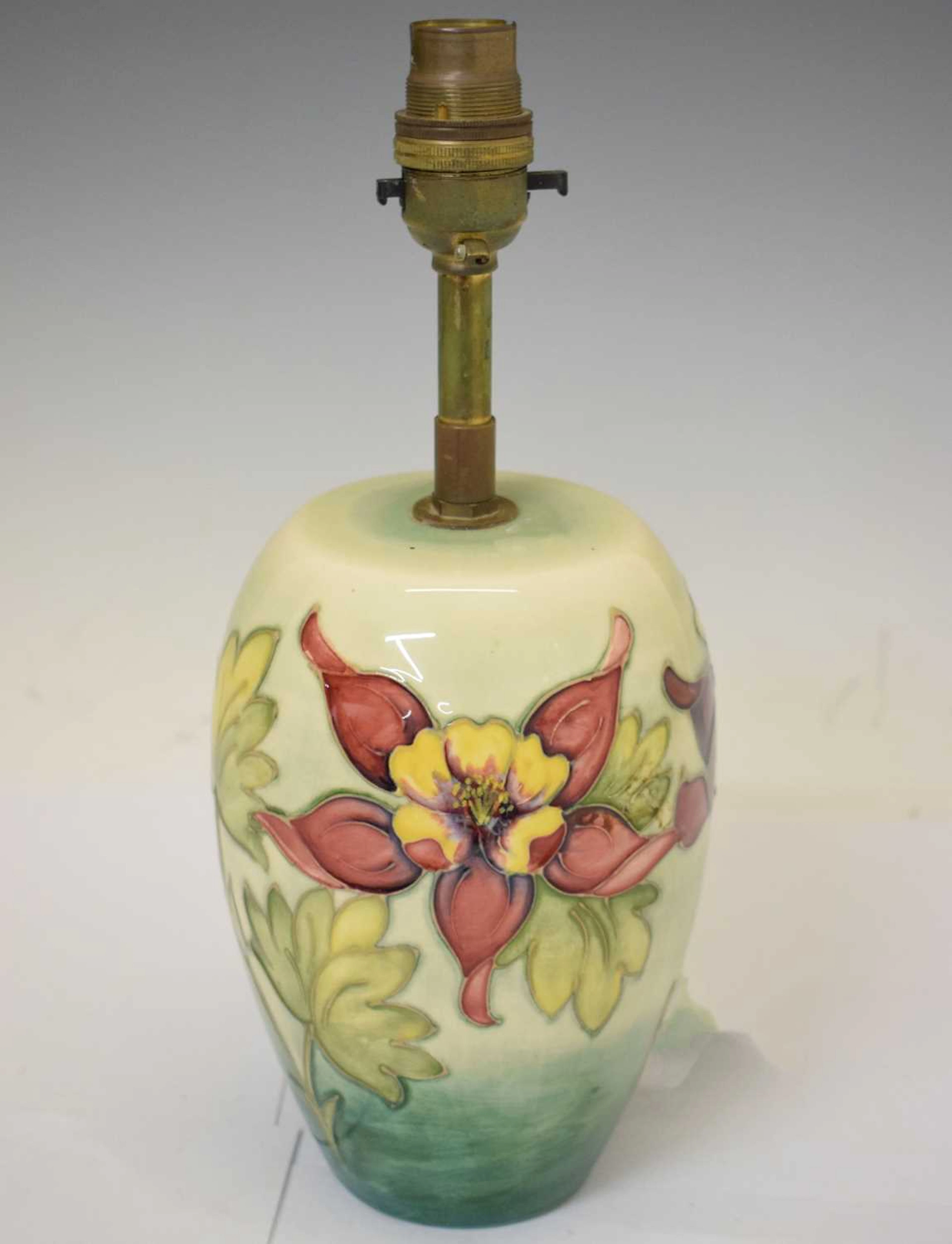 Moorcroft Pottery - Columbine pattern table lamp