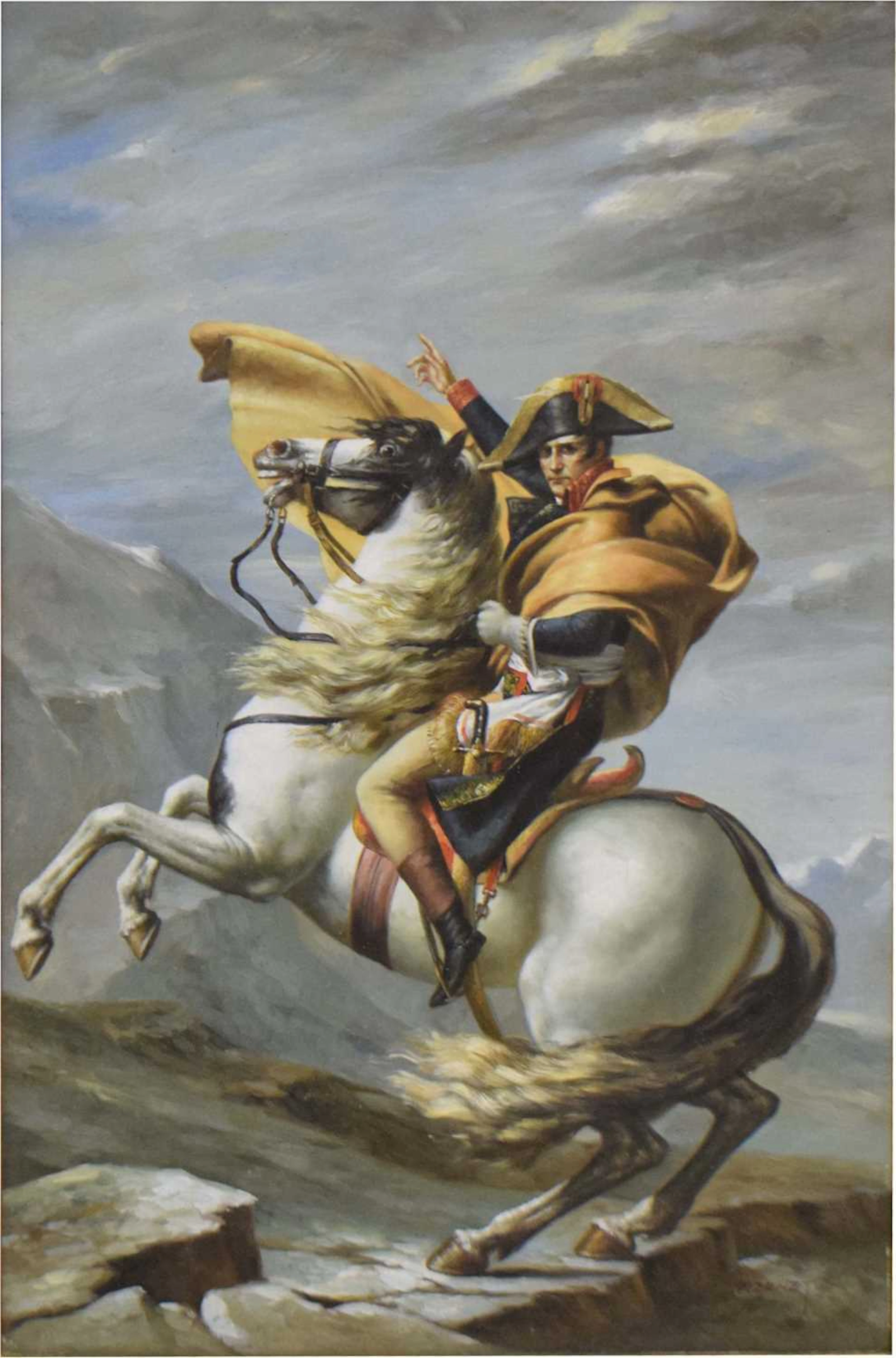 After Jacques Louis David - Oil on canvas - Napoleon crossing the Alps