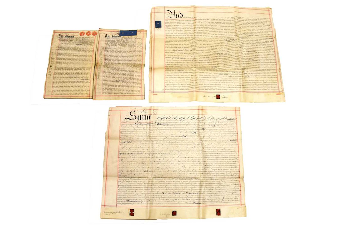 Four 19th century indentures on vellum relating to Chiswick, Middlesex