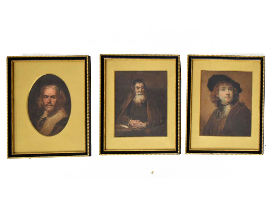 Three 19th century watercolour copies of Old Master portraits