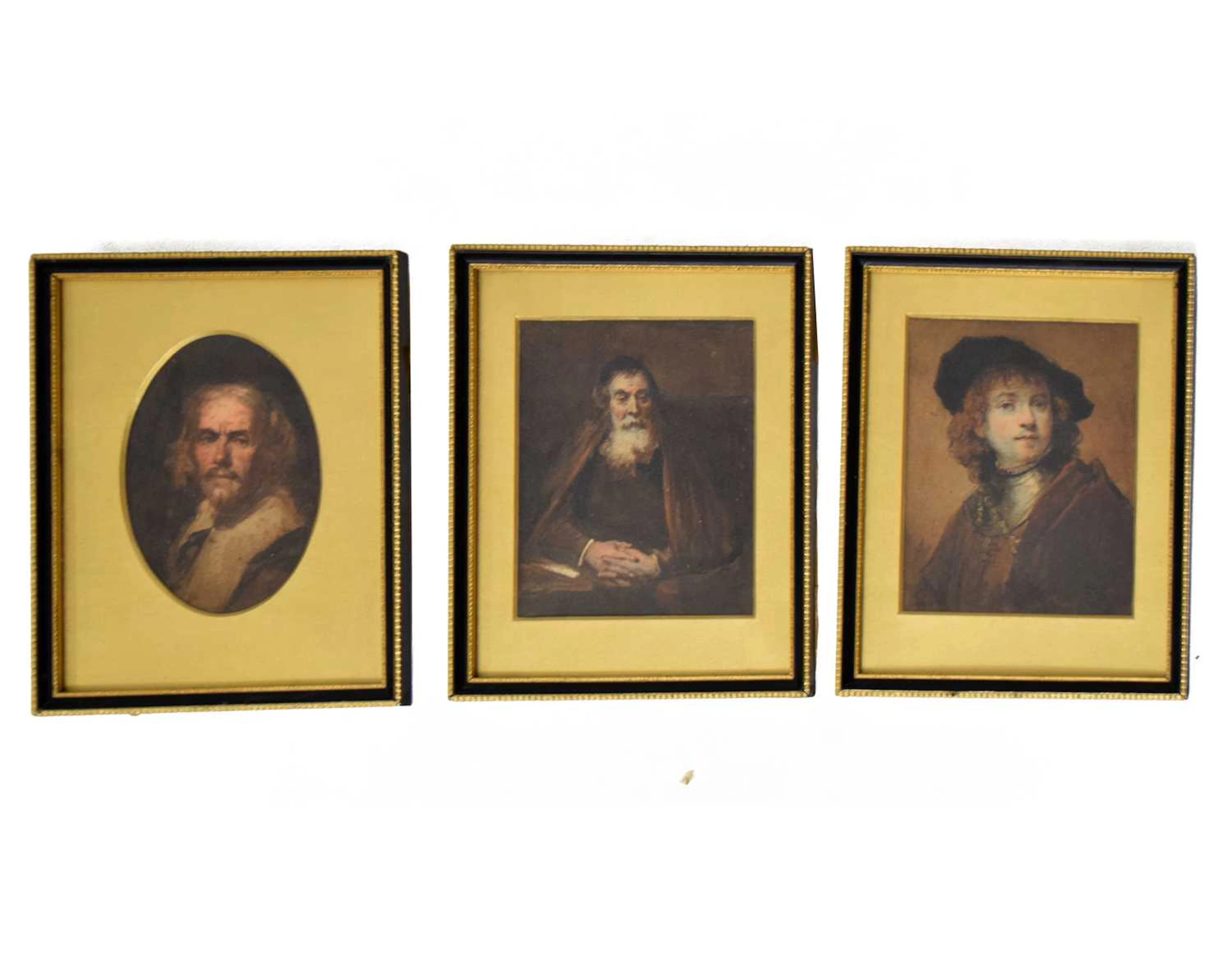 Three 19th century watercolour copies of Old Master portraits