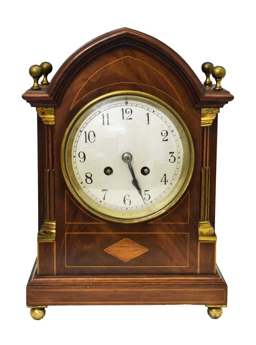 Edwardian inlaid mahogany mantel clock