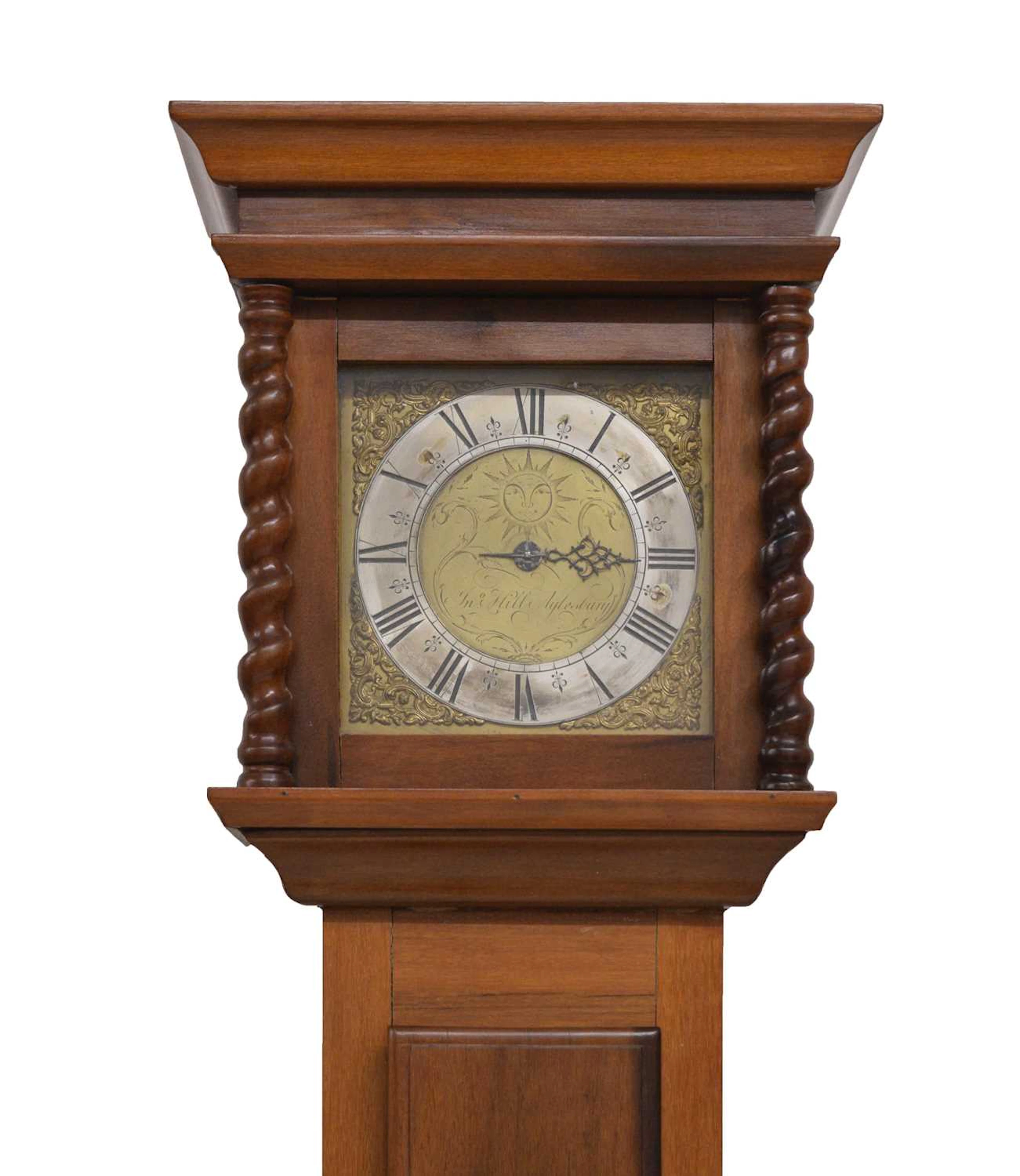 18th century 30-hour brass dial longcase clock, John Hill, Aylesbury