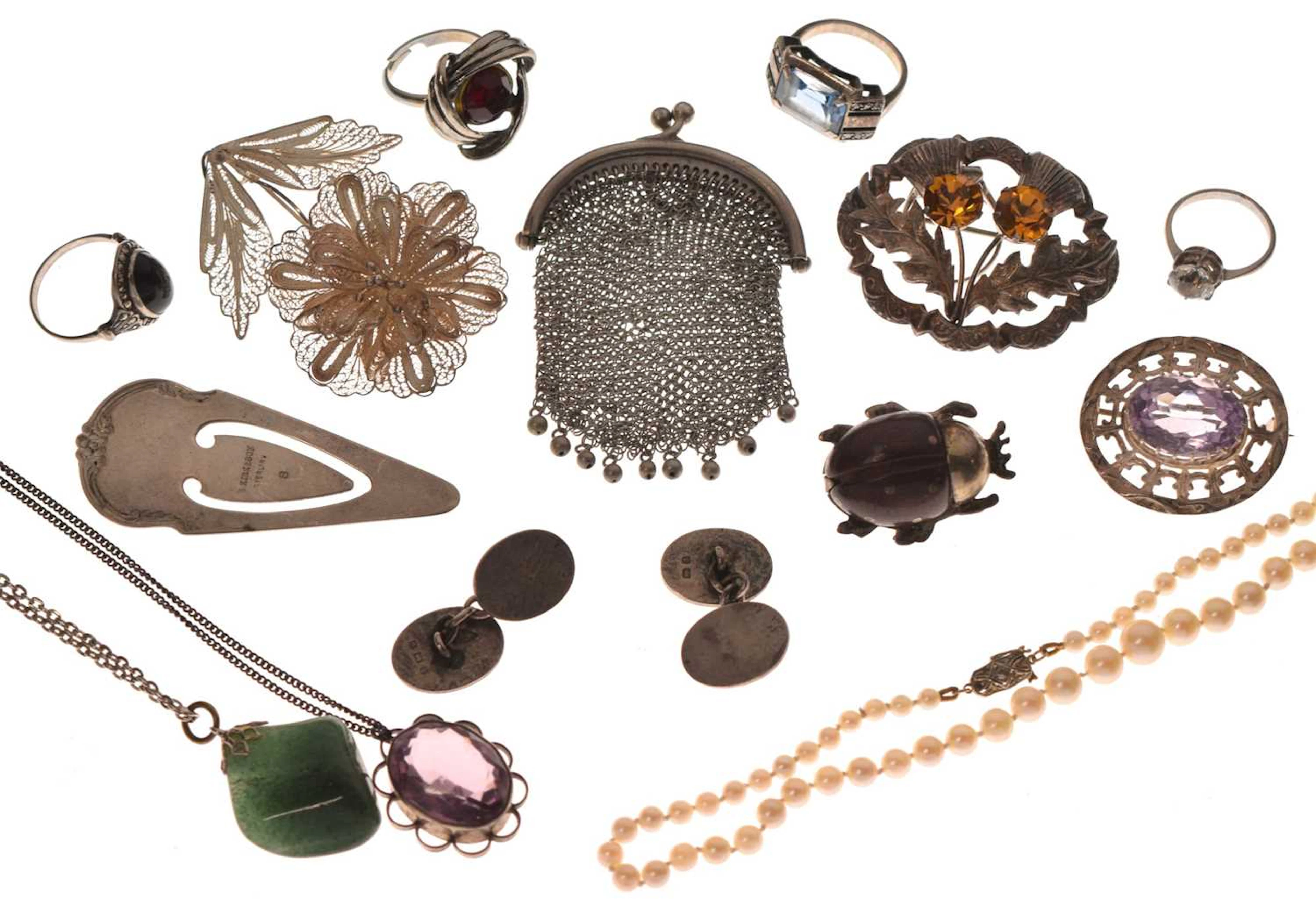 Collection of vintage silver and costume jewellery, etc