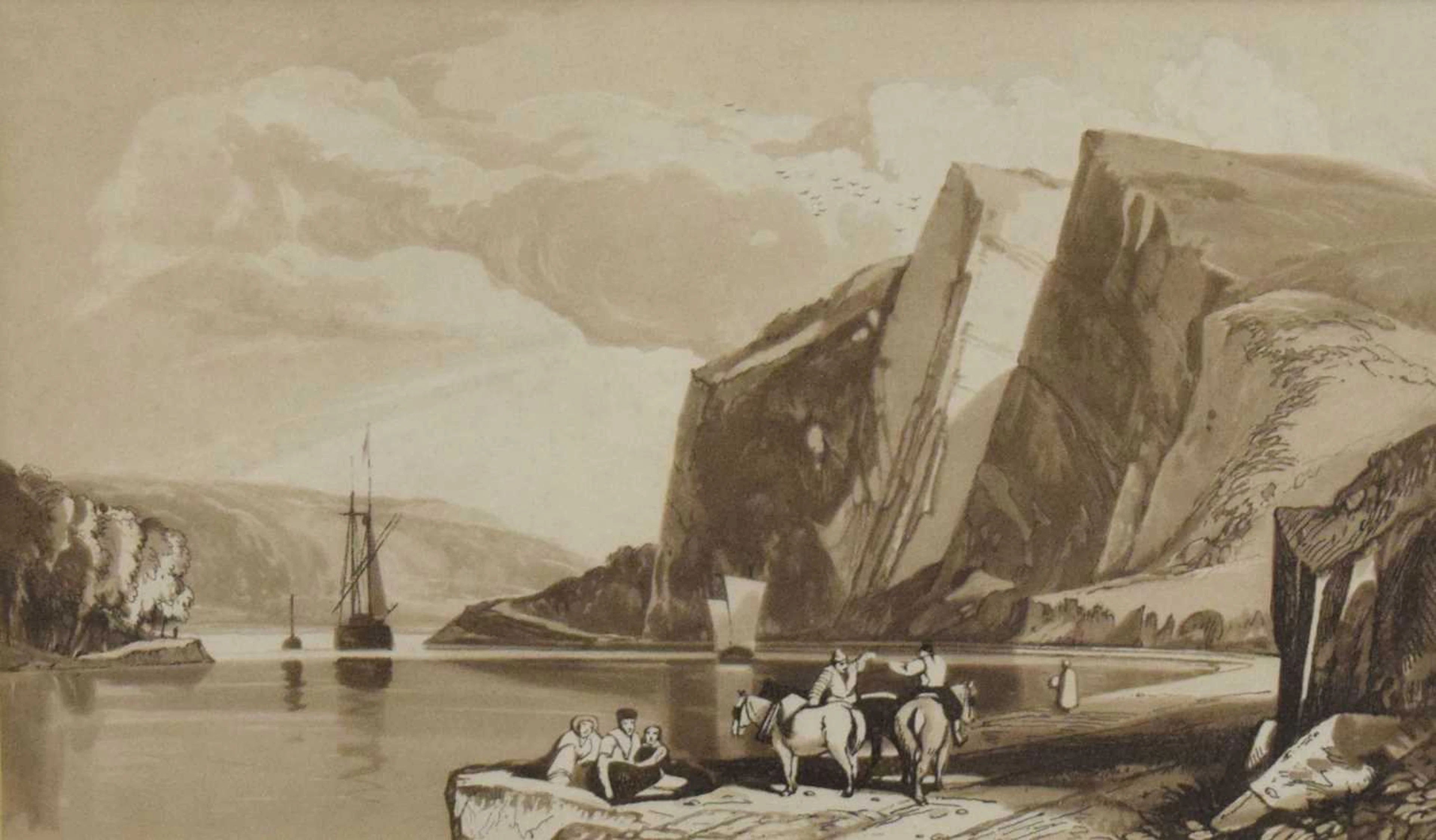 Monochrome watercolour, circa 1800 - Avon Gorge