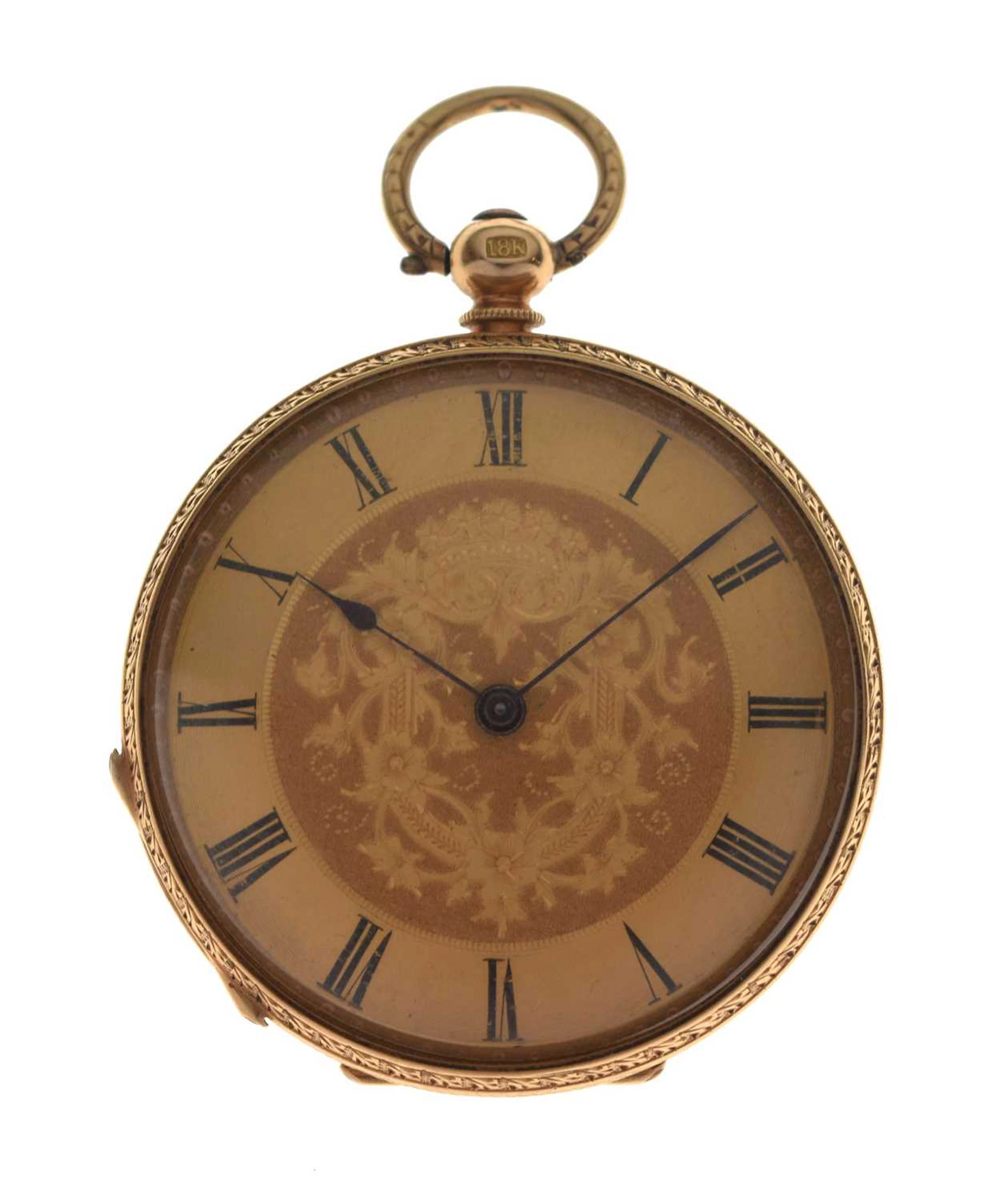 Late 19th century 18k yellow metal open face pocket watch