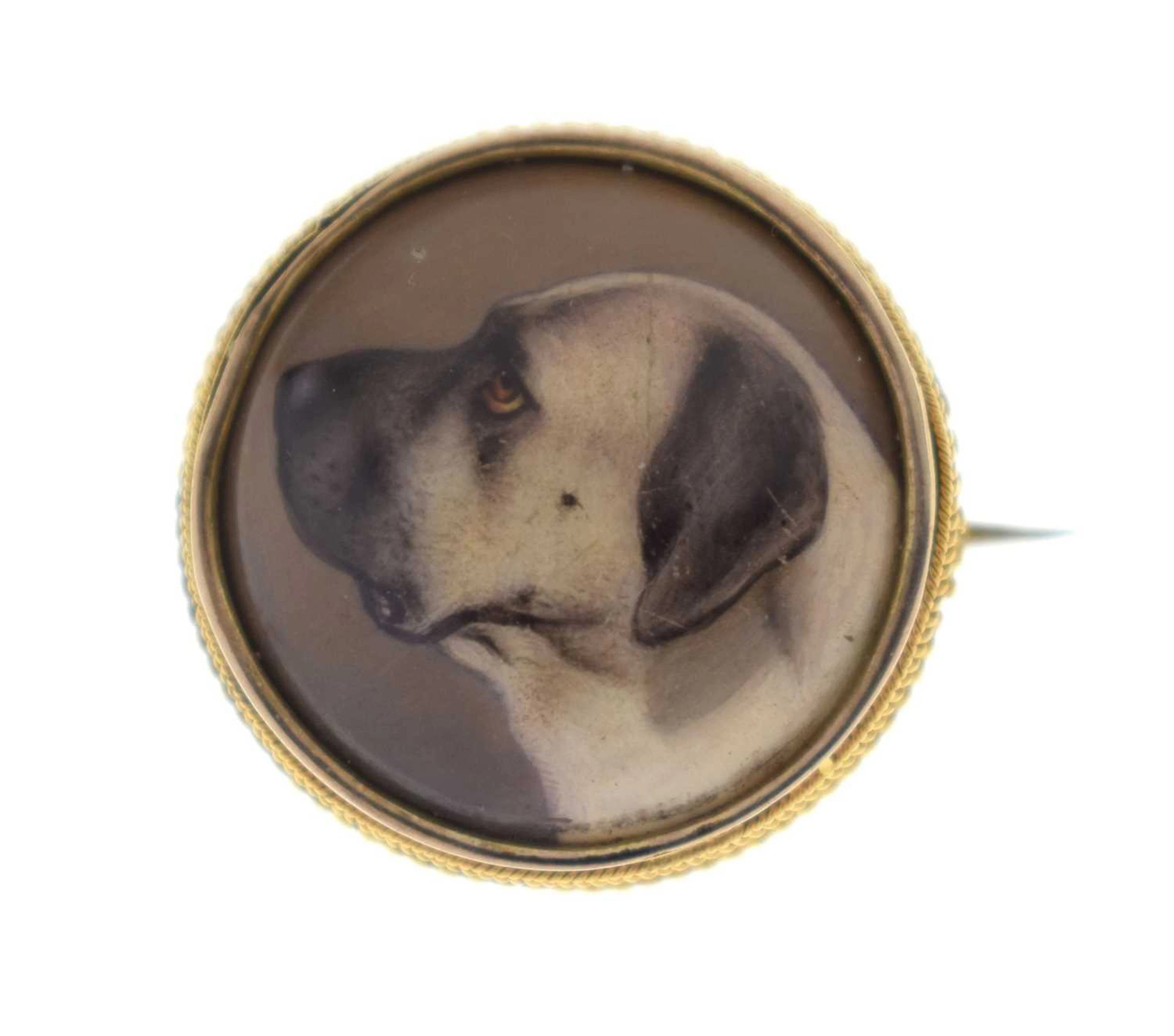 William Bishop Ford (1832-1922) - Victorian signed dog brooch, 1879