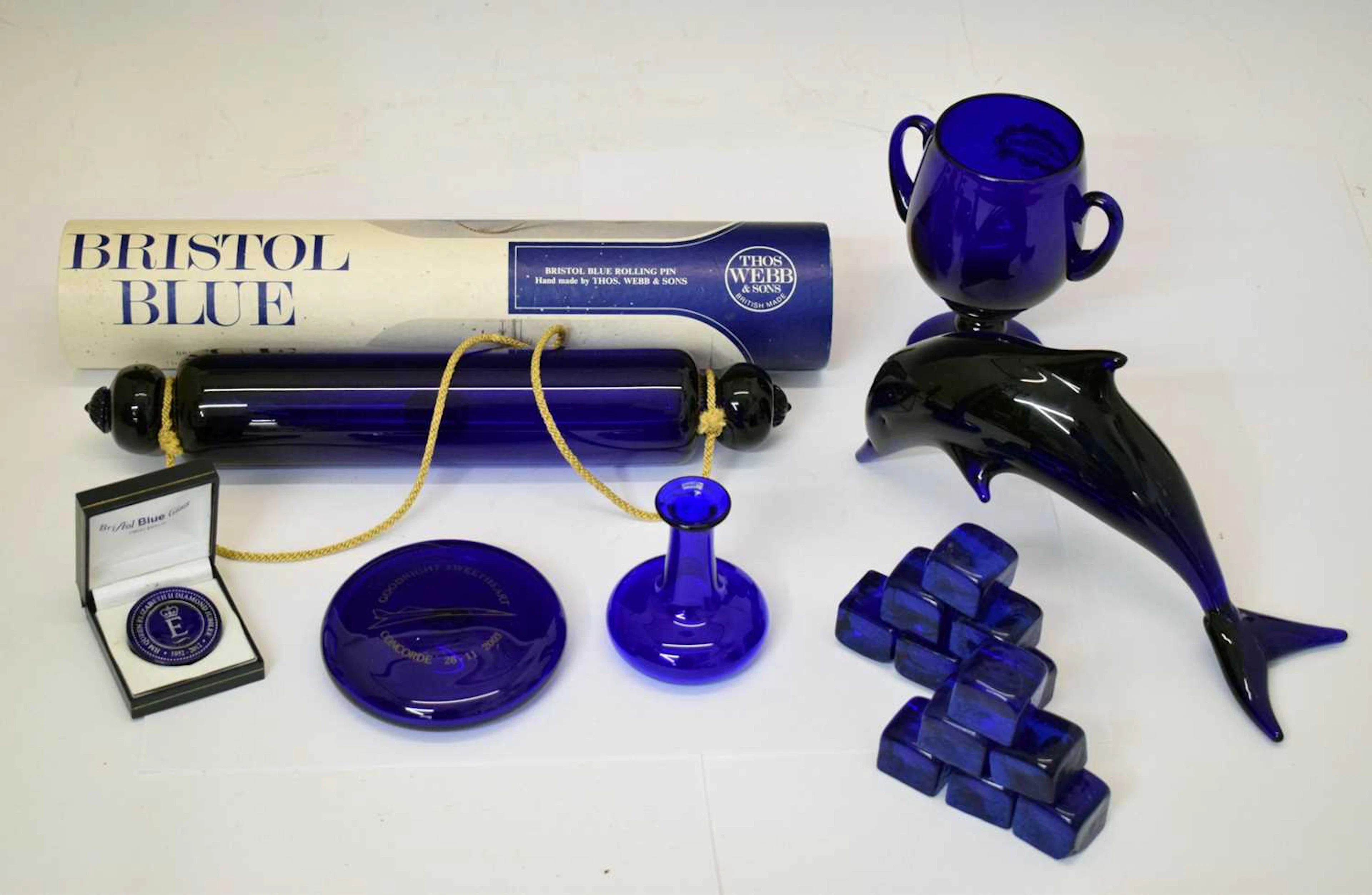 Collection of Bristol Blue glass