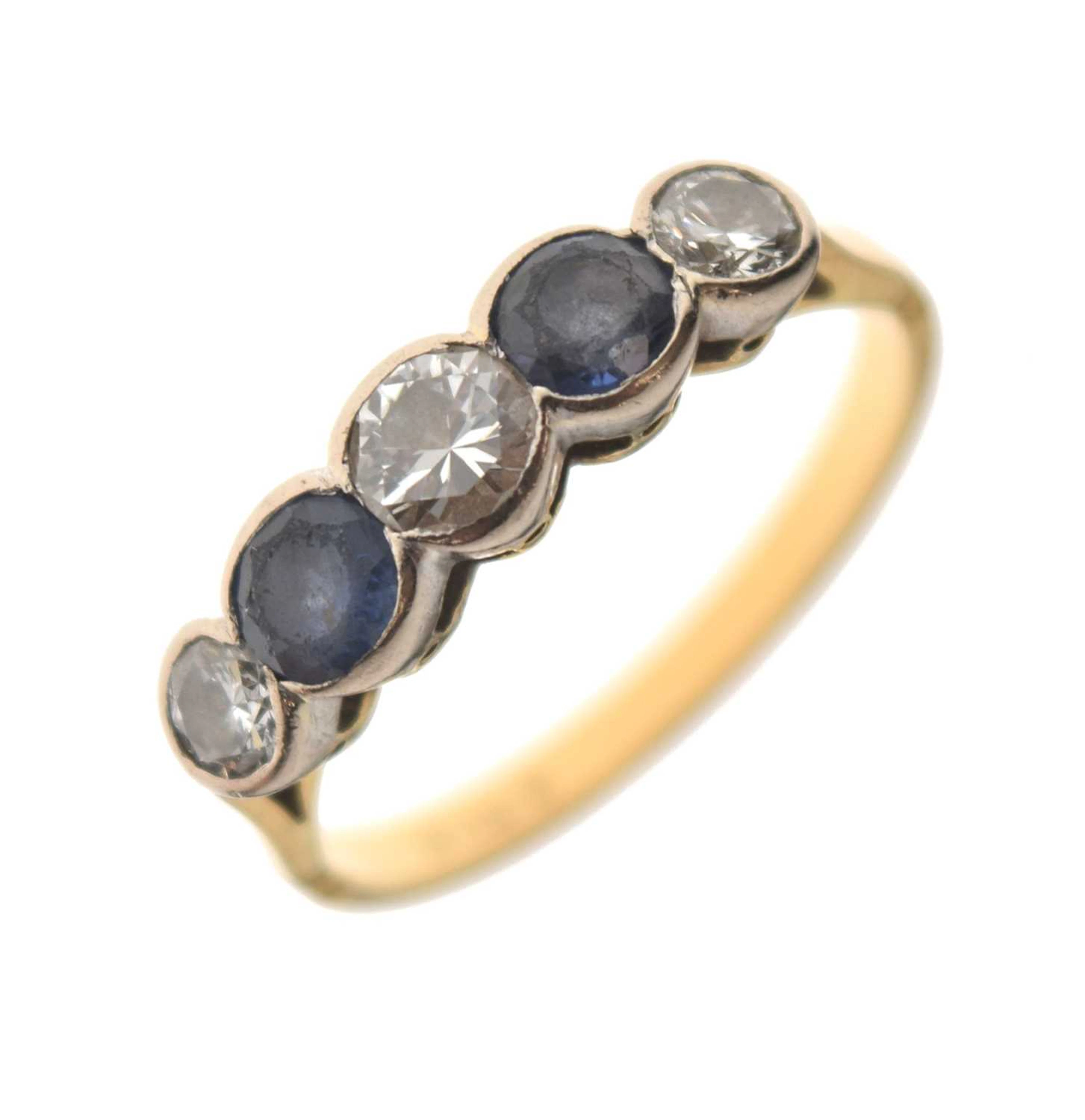 Sapphire and diamond five-stone dress ring