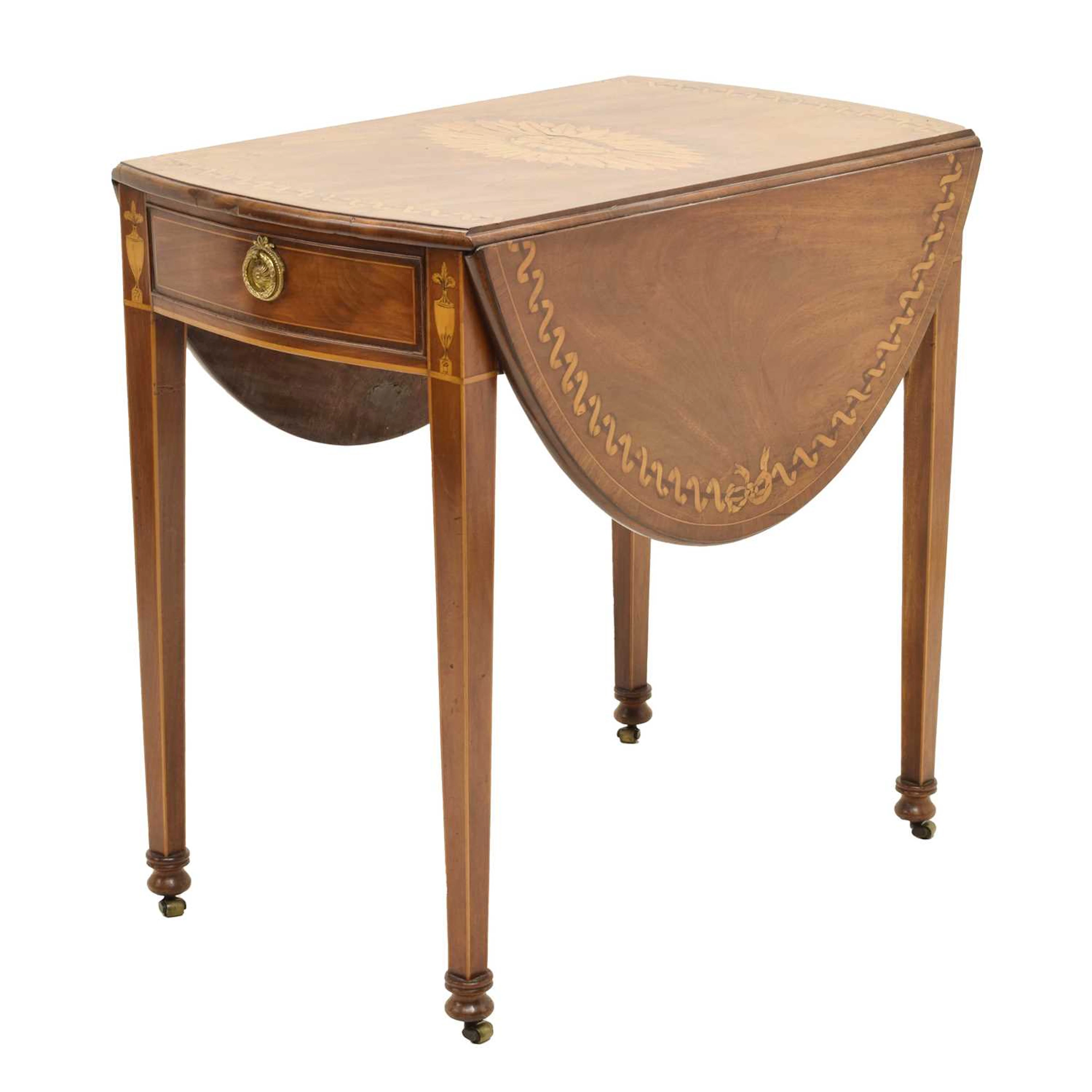 Good George III inlaid mahogany and satinwood oval pembroke table