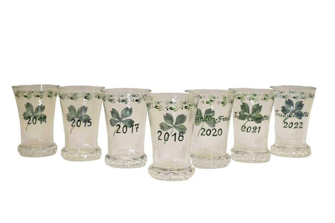 Maison Dior - Seven painted glass 'New Year' vases