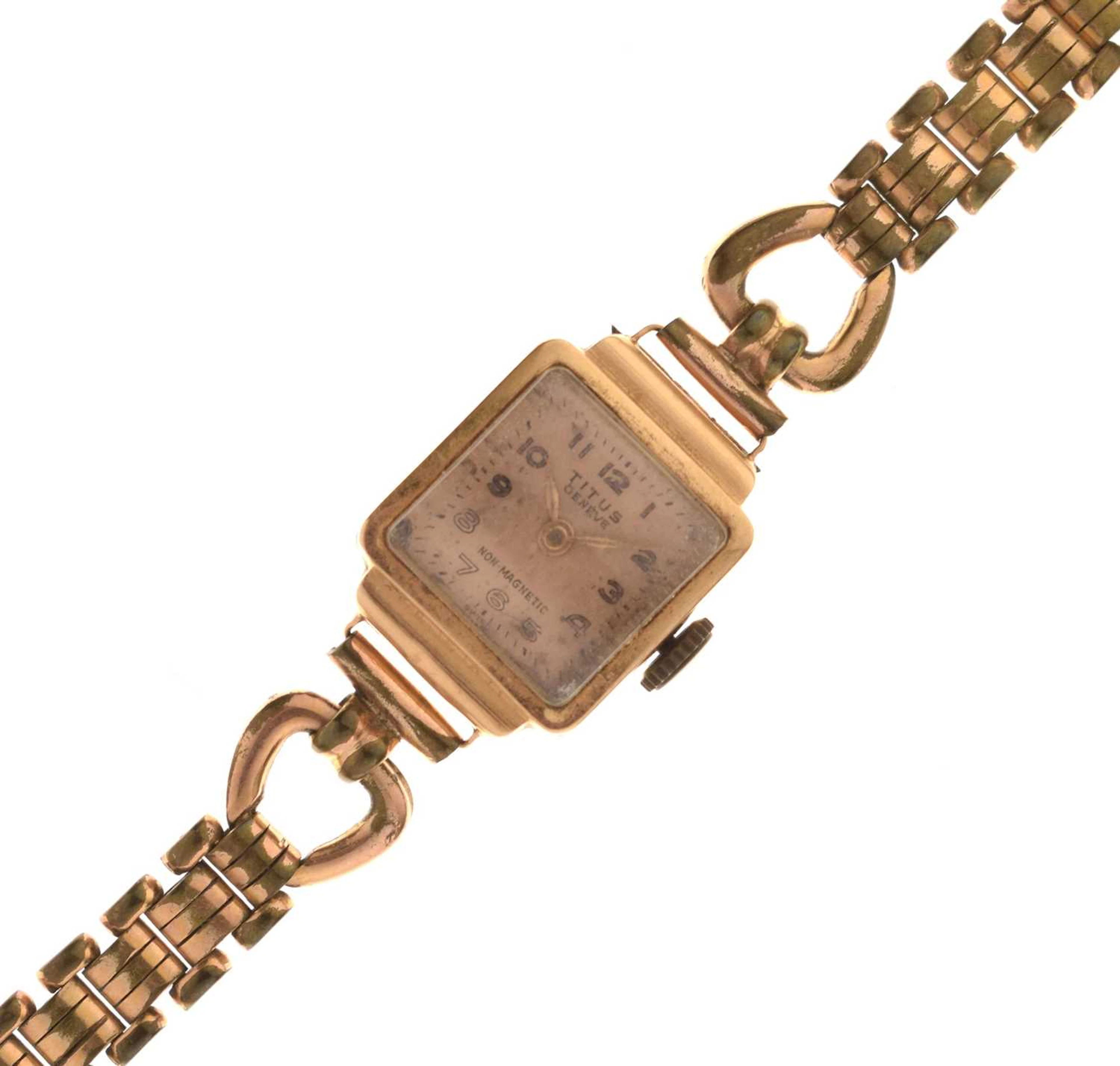 Titus - Lady's 18k gold cased bracelet watch
