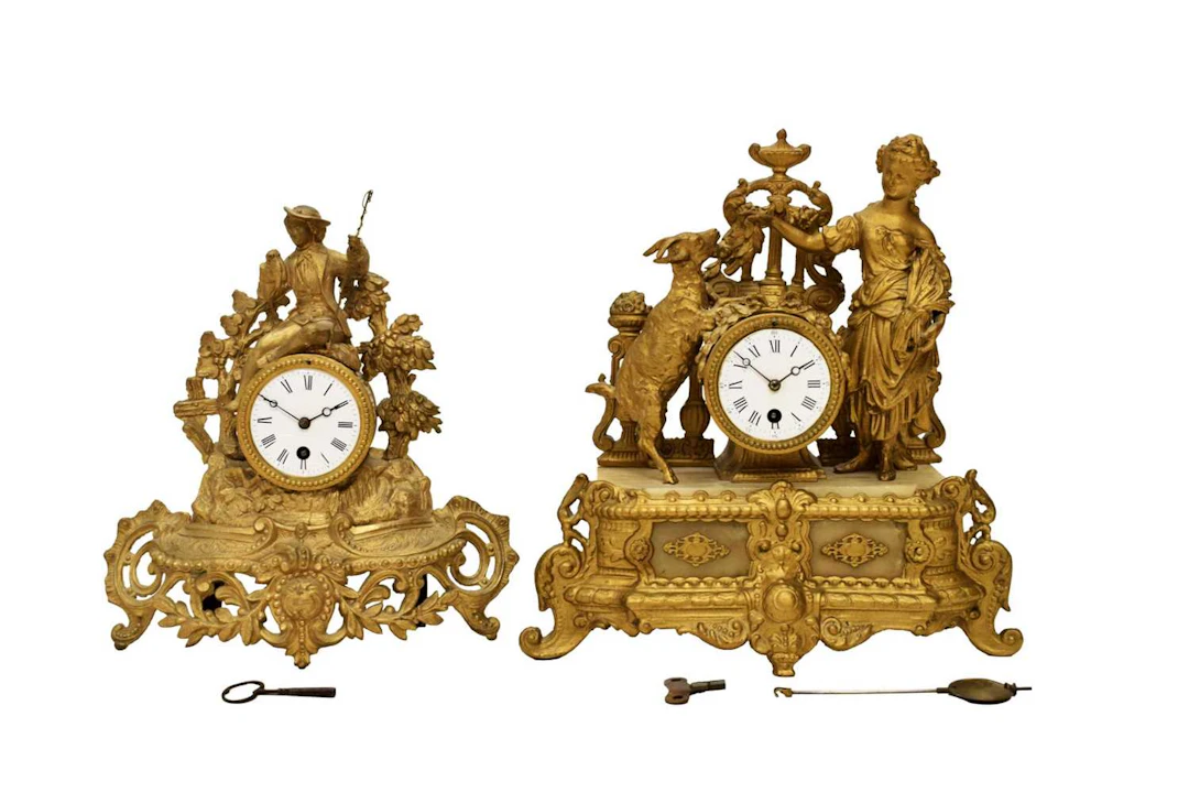 Two mid 19th century gilt spelter mantel clocks