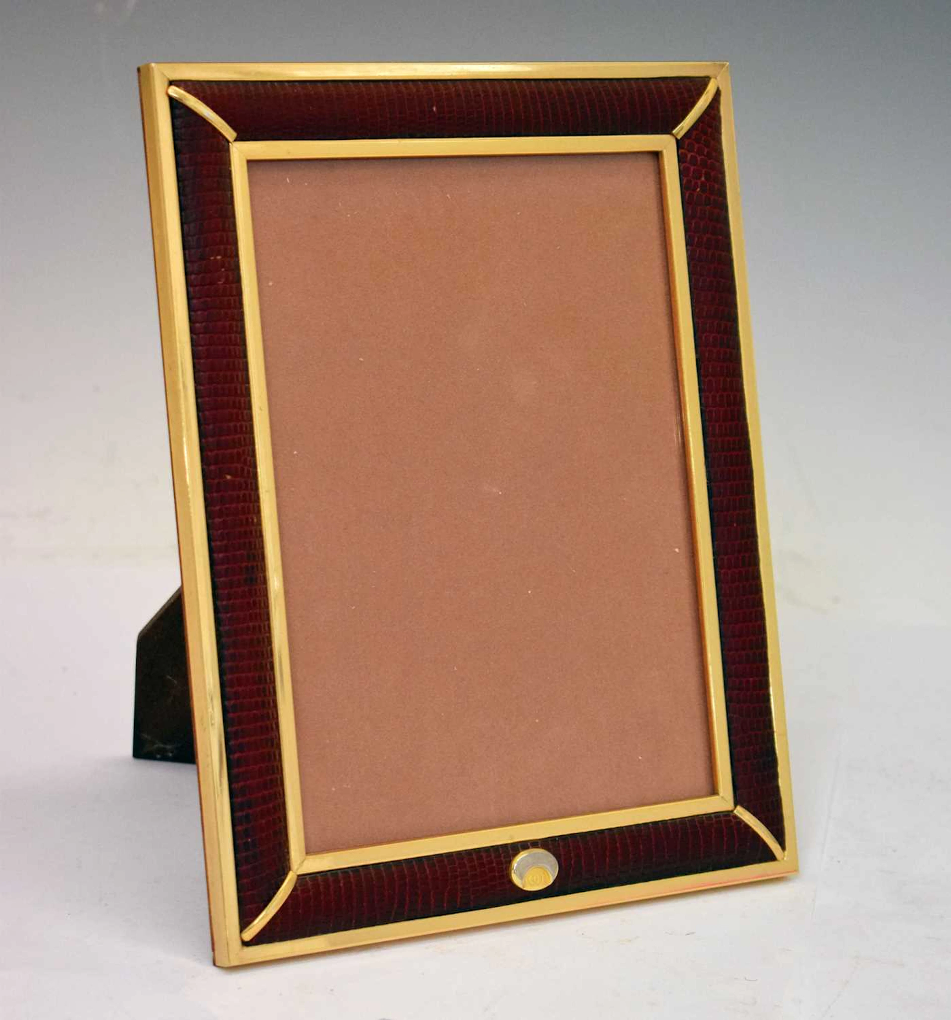 Gucci - Vintage 1980s gilt metal and burgundy leather photo frame