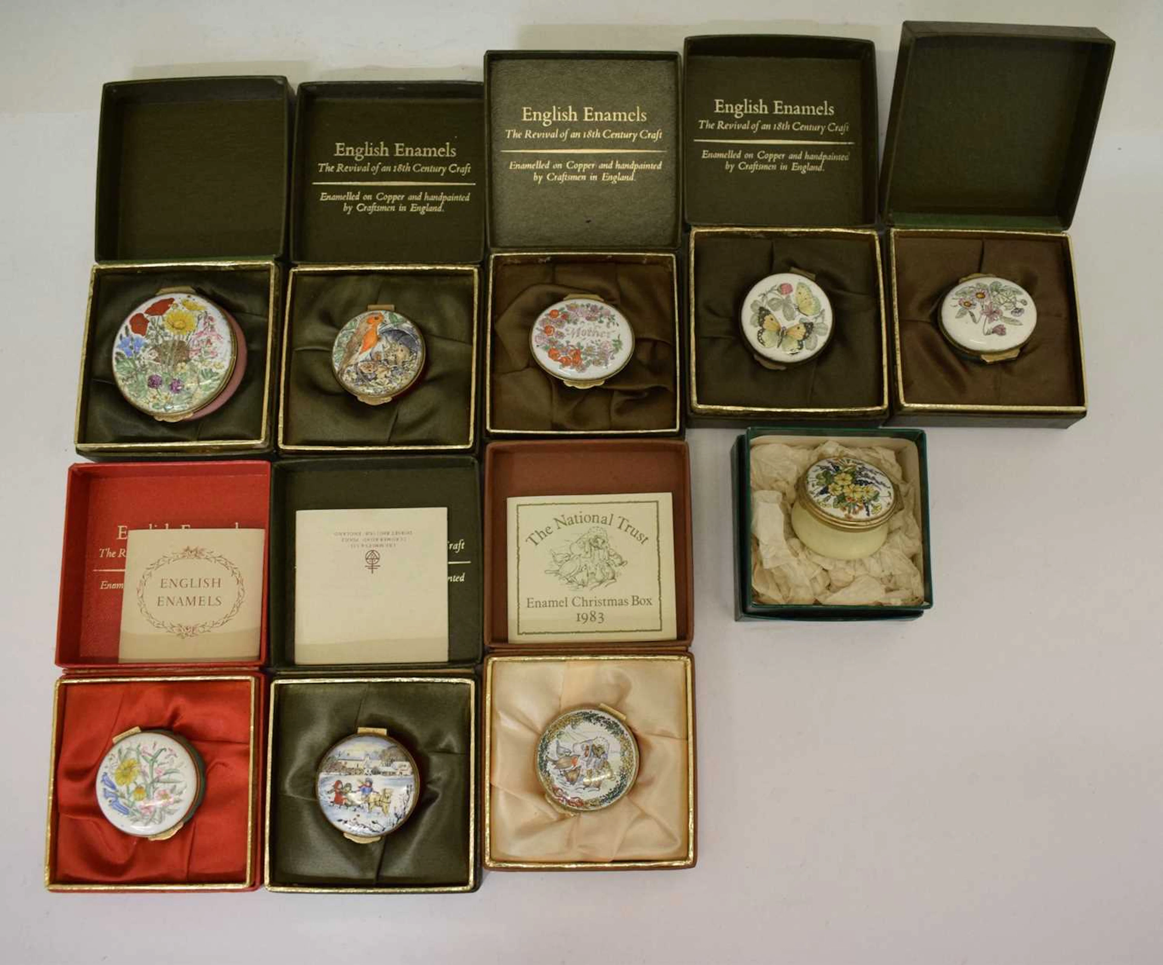 Collection of enamel pill boxes