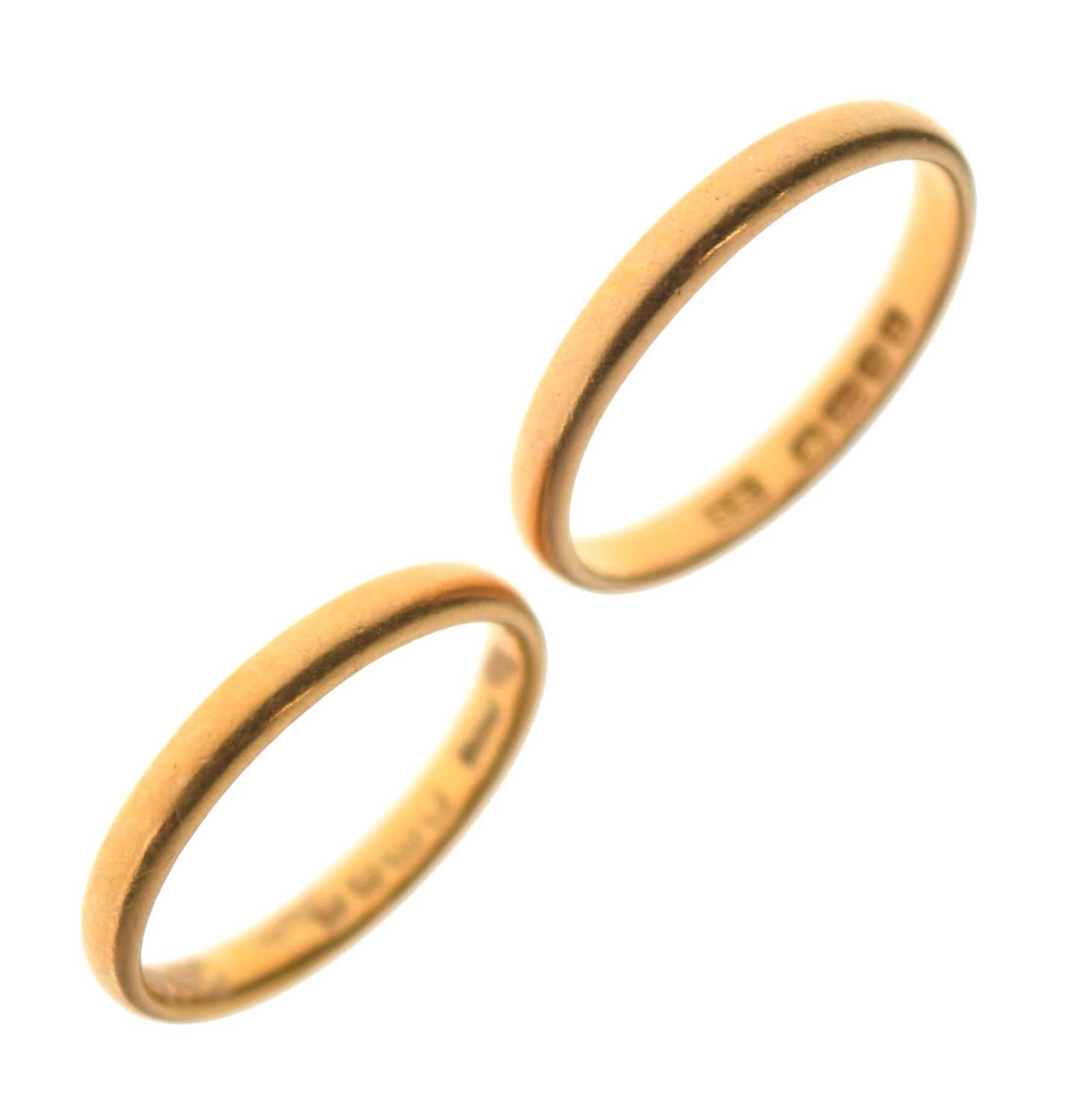 Two 22ct gold wedding bands