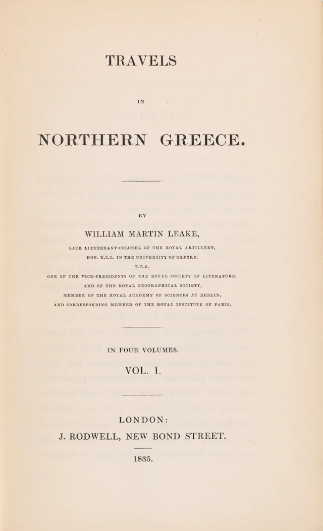 LEAKE, William Martin. Travels in Northern Greece.