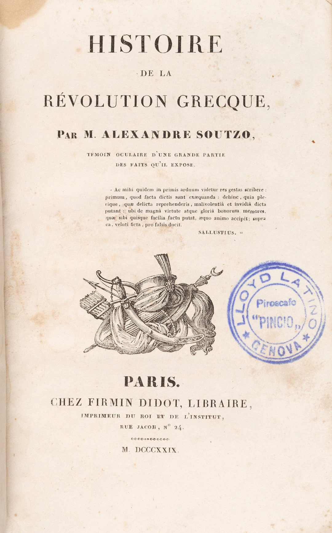 SOUTSOS, Alexandros. Histoire de la révolution grecque, par M. Alexandre
