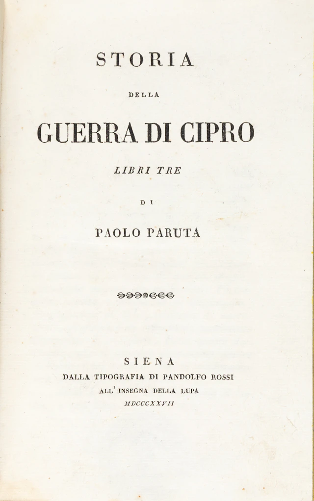 PARUTA, Paolo. Storia della guerra di Cipro, libri tre.