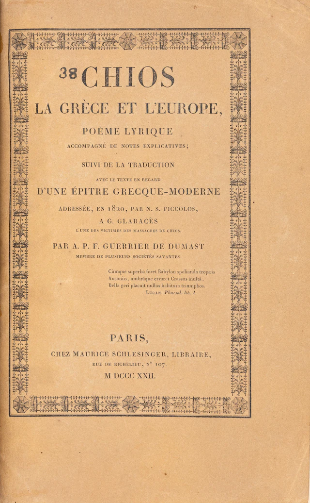 GUERRIER DE DUMAST, Auguste Prosper François, baron. Chios, la Grèce