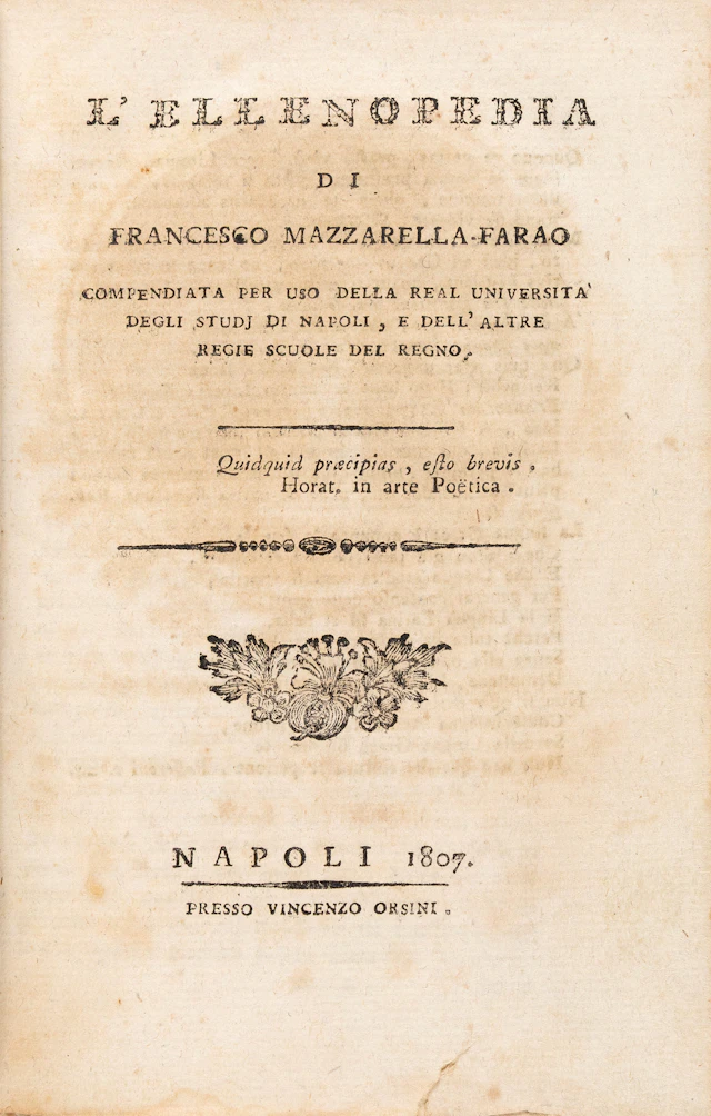 MAZZARELLA-FARAO, Francesco. L'Ellenopedia, compendiata per uso della
