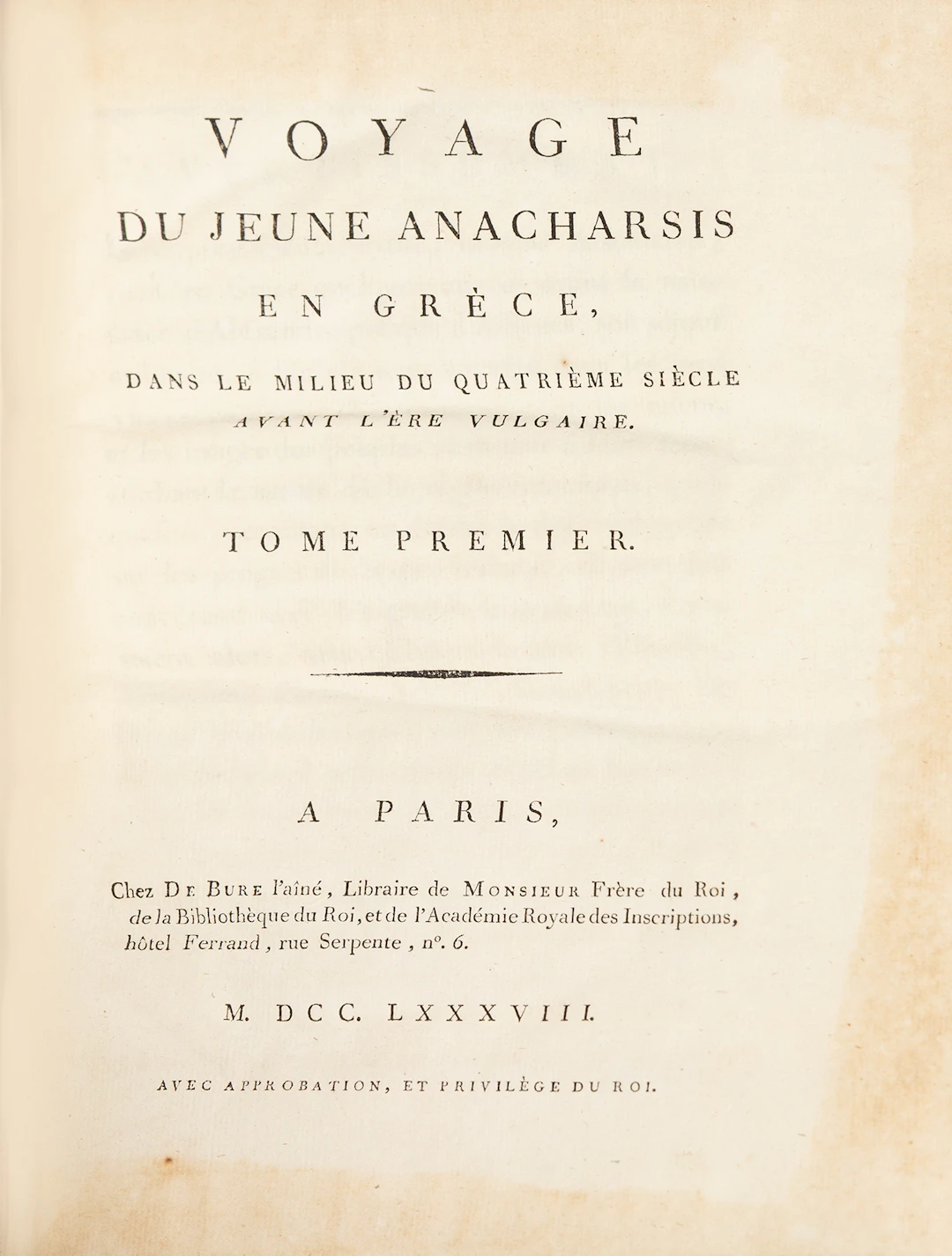 BARTHÉLEMY, Jean Jacques. Voyage du jeune Anacharsis en Grèce, dans