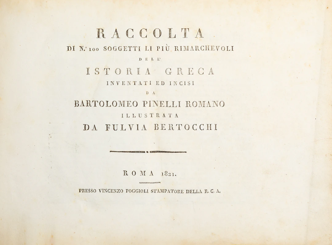 PINELLI, Bartolomeo. Raccolta di N.o 100 soggetti li più rimarchevoli