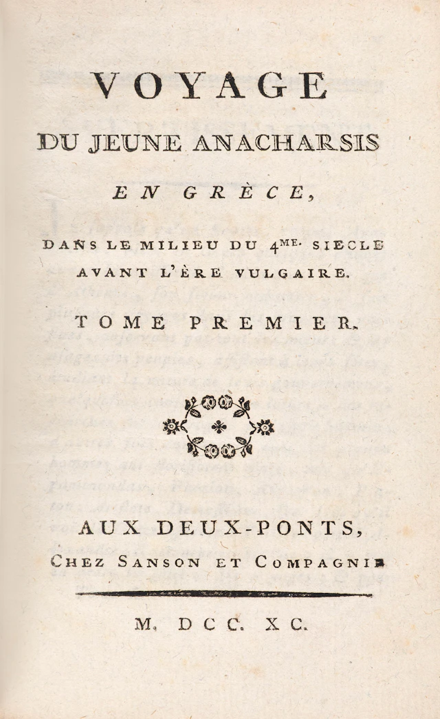 BARTHÉLEMY, Jean Jacques. Voyage du jeune Anacharsis en Grèce, dans