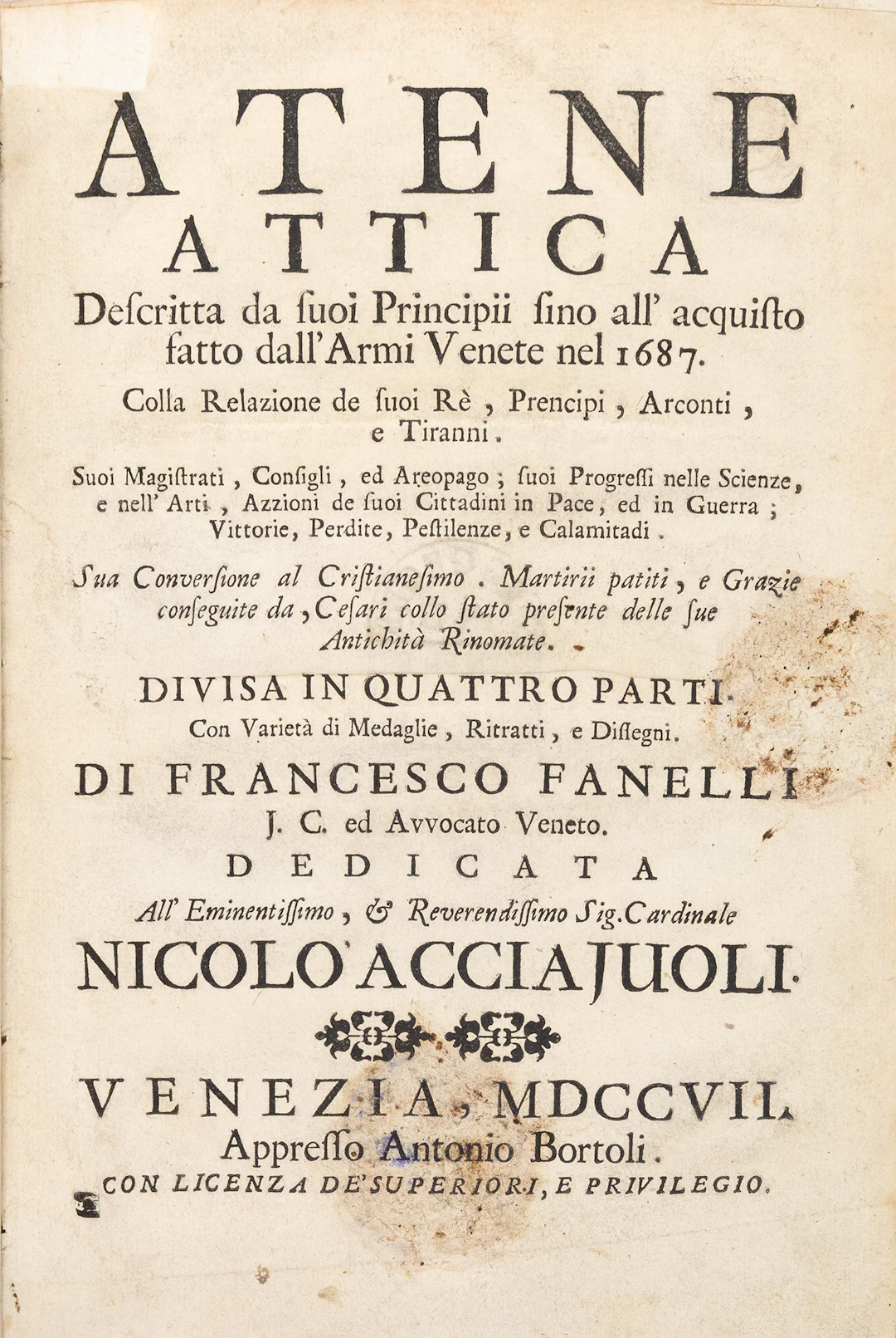 FANELLI, Francesco. Atene Attica, descritta da suoi principii sino