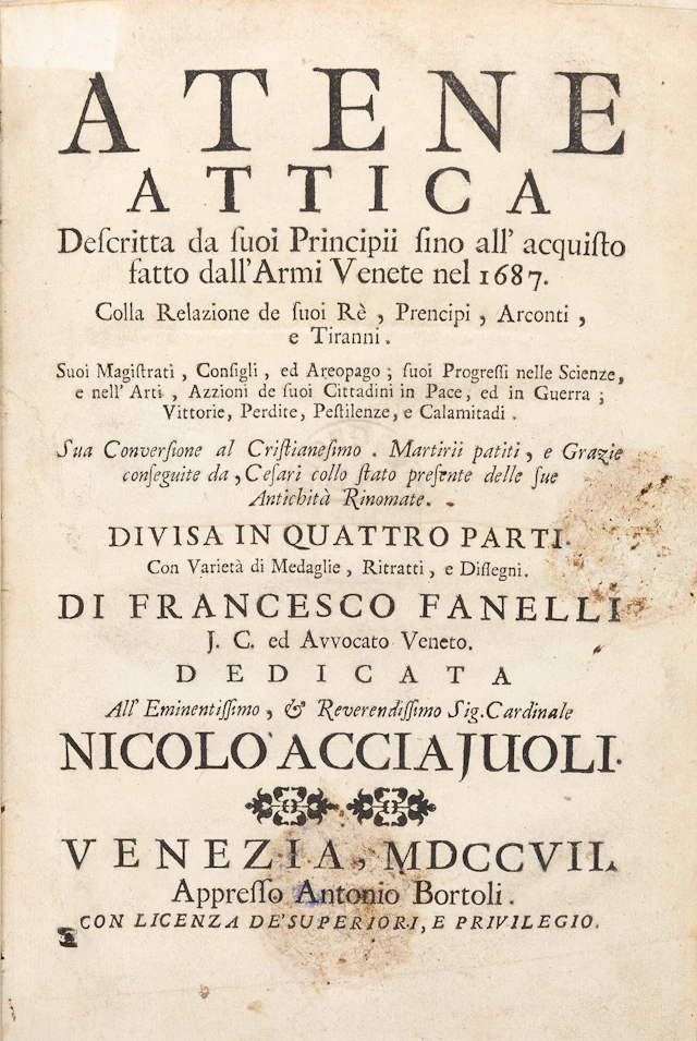 FANELLI, Francesco. Atene Attica, descritta da suoi principii sino