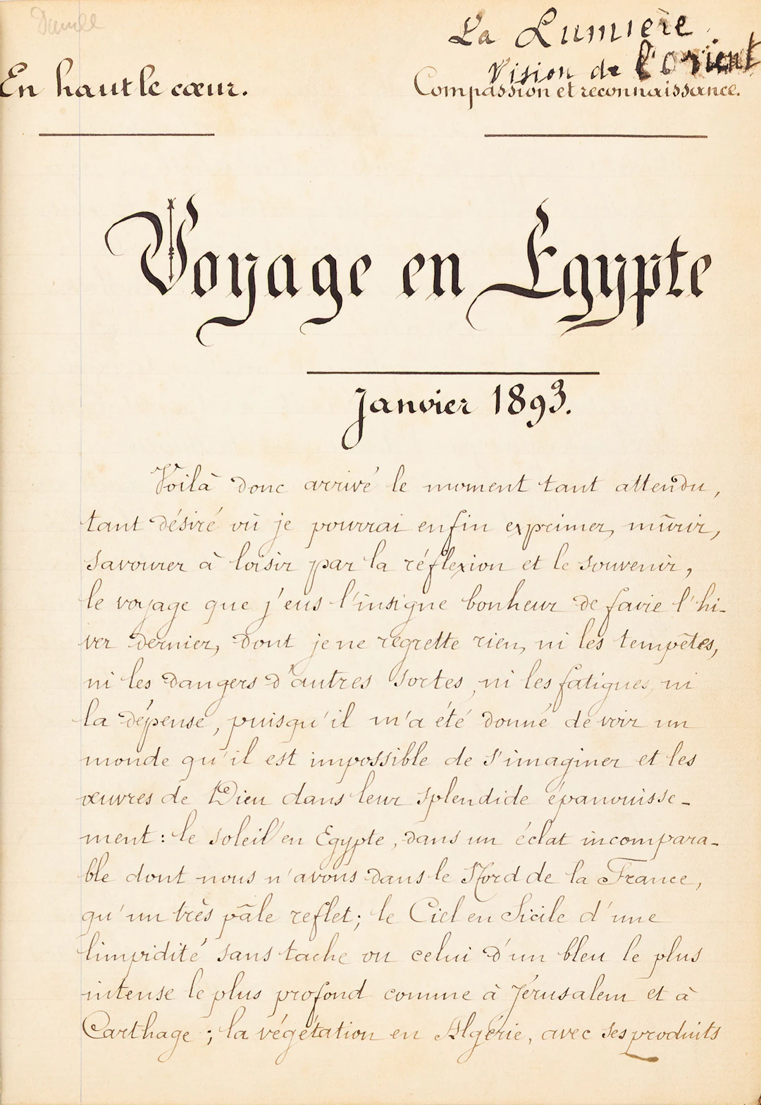 ΤΟ ΤΑΞΙΔΙ ΜΙΑΣ ΓΑΛΛΙΔΑΣ ΣΤΗΝ ΑΝΑΤΟΛΗ — Voyage en Egypte, Janvier 1893