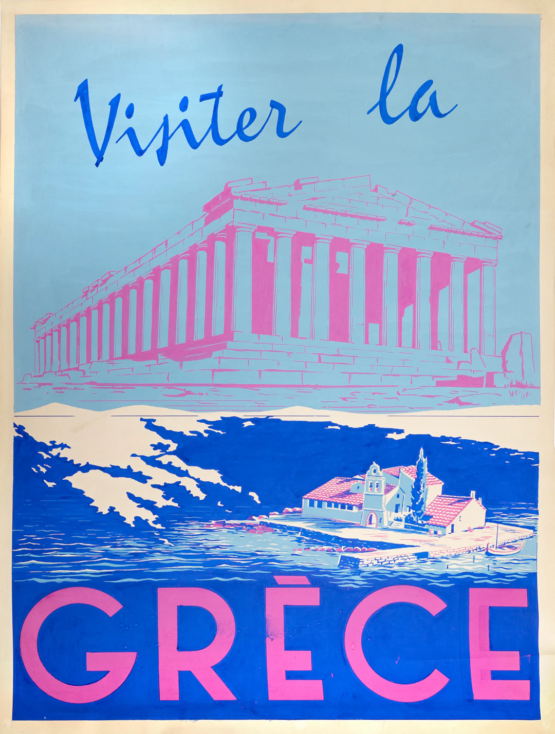 Visiter la Grèce [Μακέτα γιά τουριστική ἀφίσα – Παρθενῶνας].