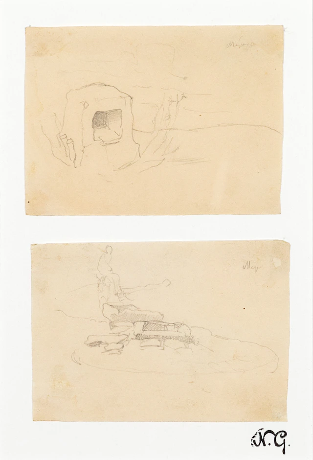 ΓΥΖΗΣ, Νικόλαος, 1842-1901. α) Ἐξωτερικός φούρνος στά Μέγαρα, β) Ποτίστρα