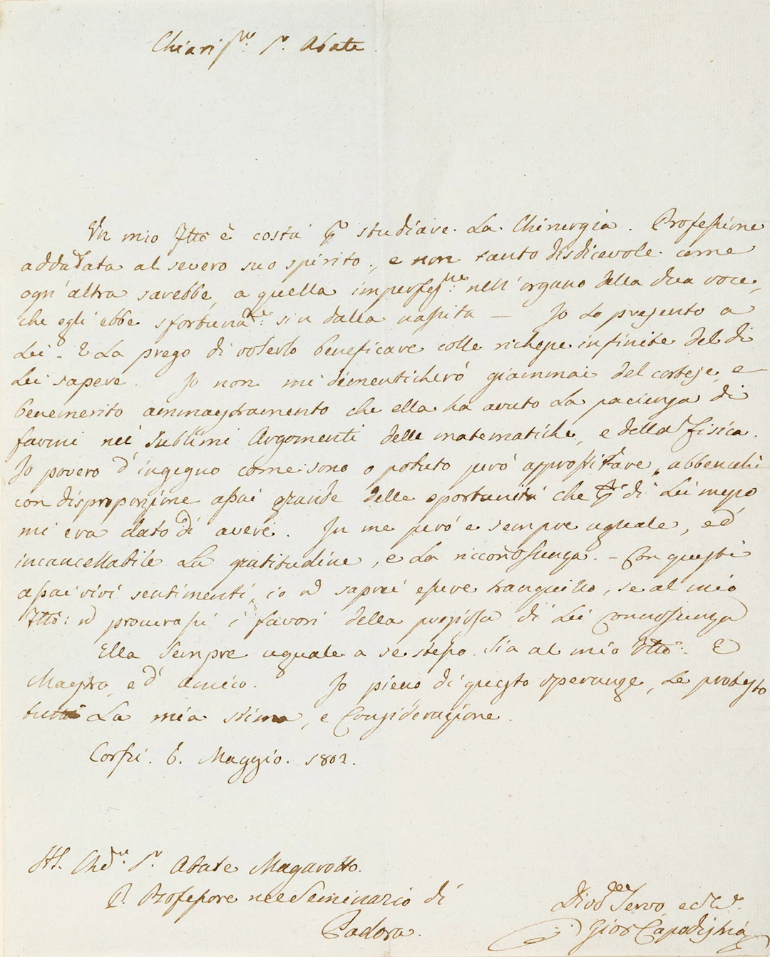 KAPODISTRIAS, Ioannis, 1776-1831, Governor of Greece. Αὐτόγραφη ἐπιστολὴ