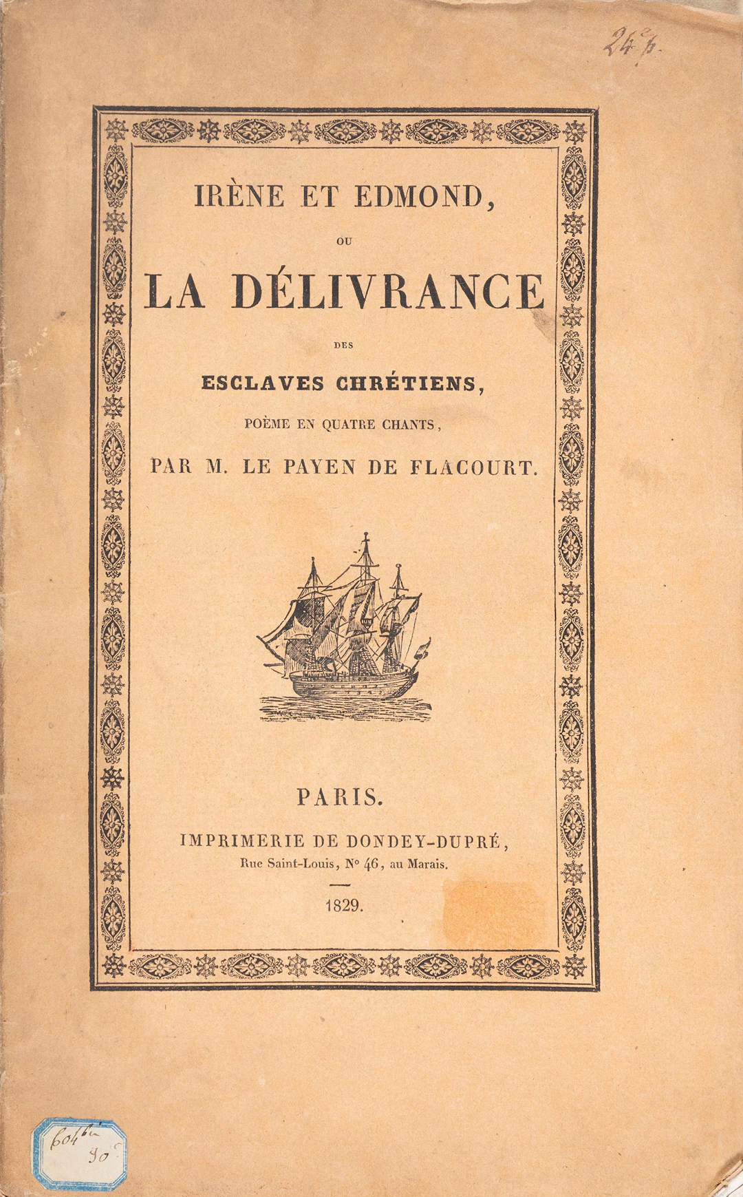 LE PAYEN DE FLACOURT, Luis-Charles-Julien. Irène et Edmond, ou la