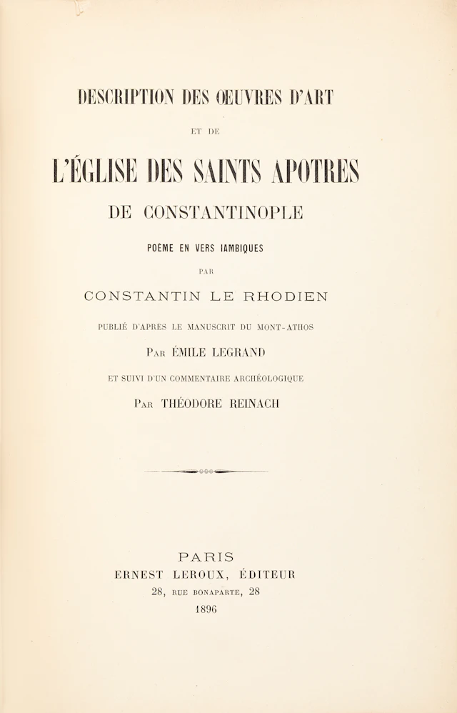 LEGRAND, Émile. Description des oeuvres d'art et de l'église des Saints