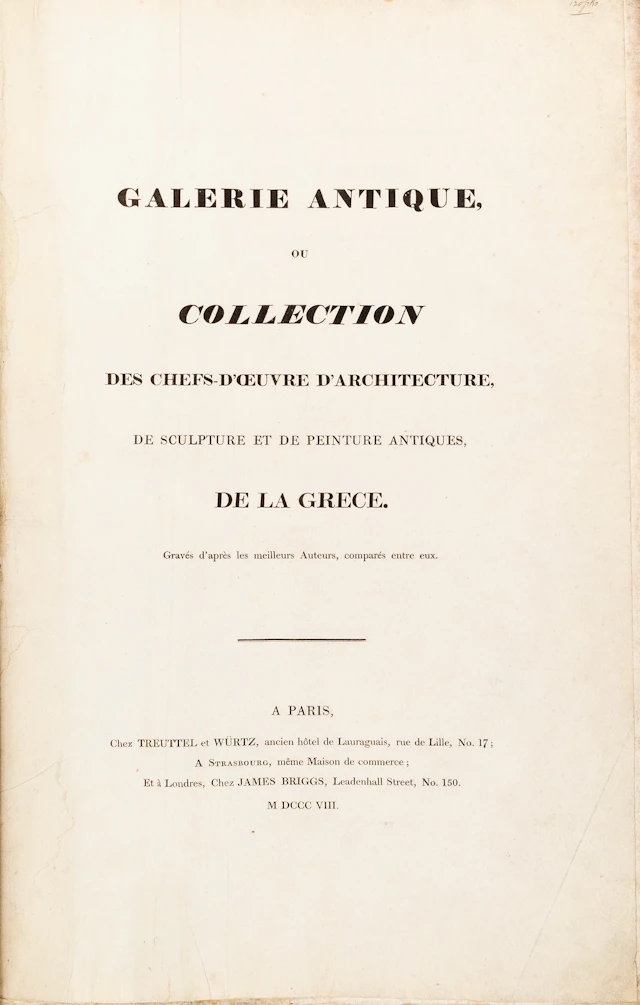 [LEGRAND, Jacques-Guillaume]. Galerie Antique, ou Collection des chefs-d'oeuvre