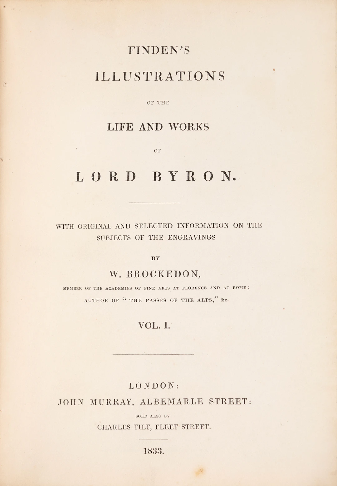 BROCKEDON, W., και E. F. & W. FINDEN. Finden’s illustrations of the