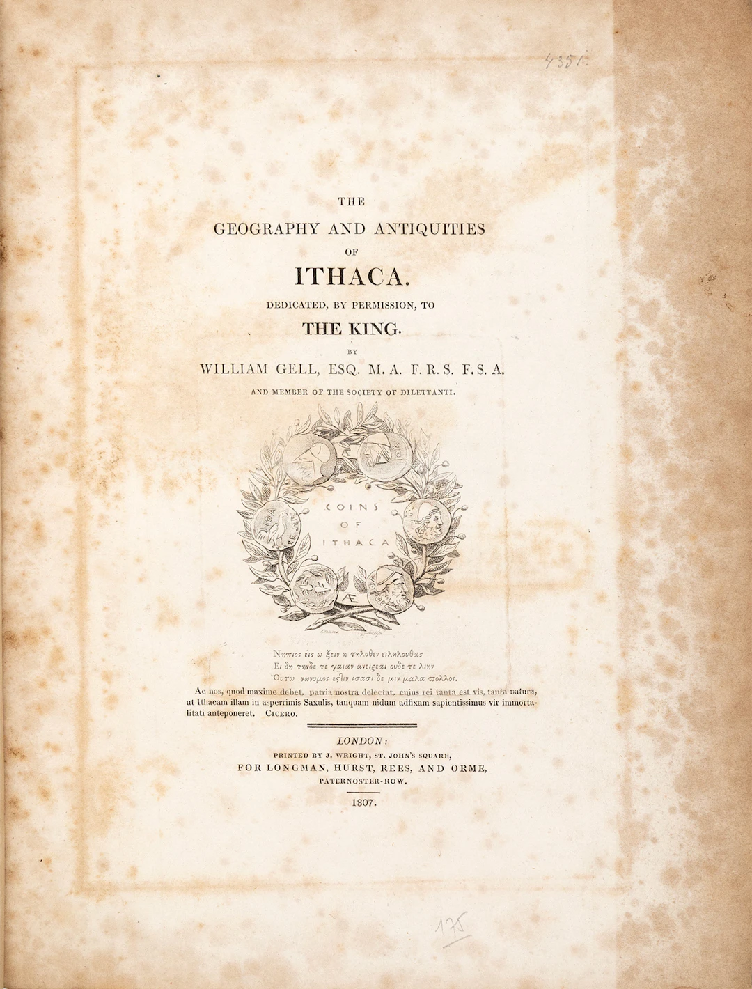 GELL, William. The geography and antiquities of Ithaca.