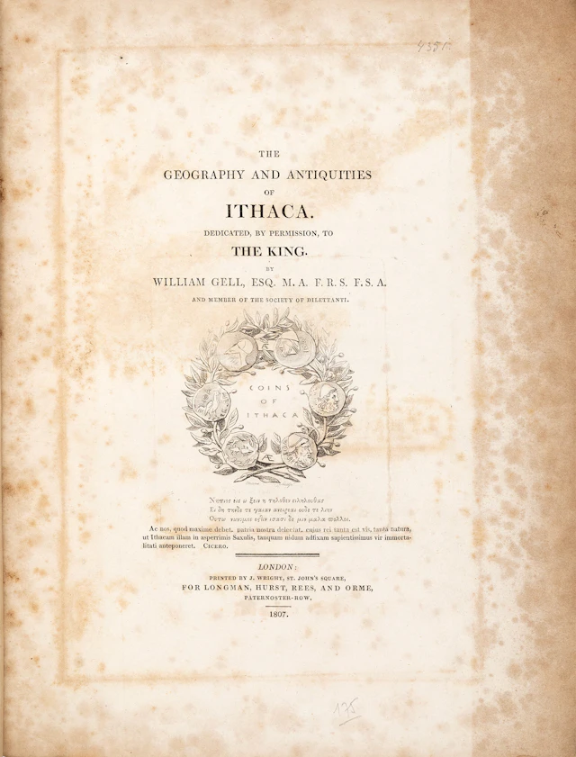 GELL, William. The geography and antiquities of Ithaca.